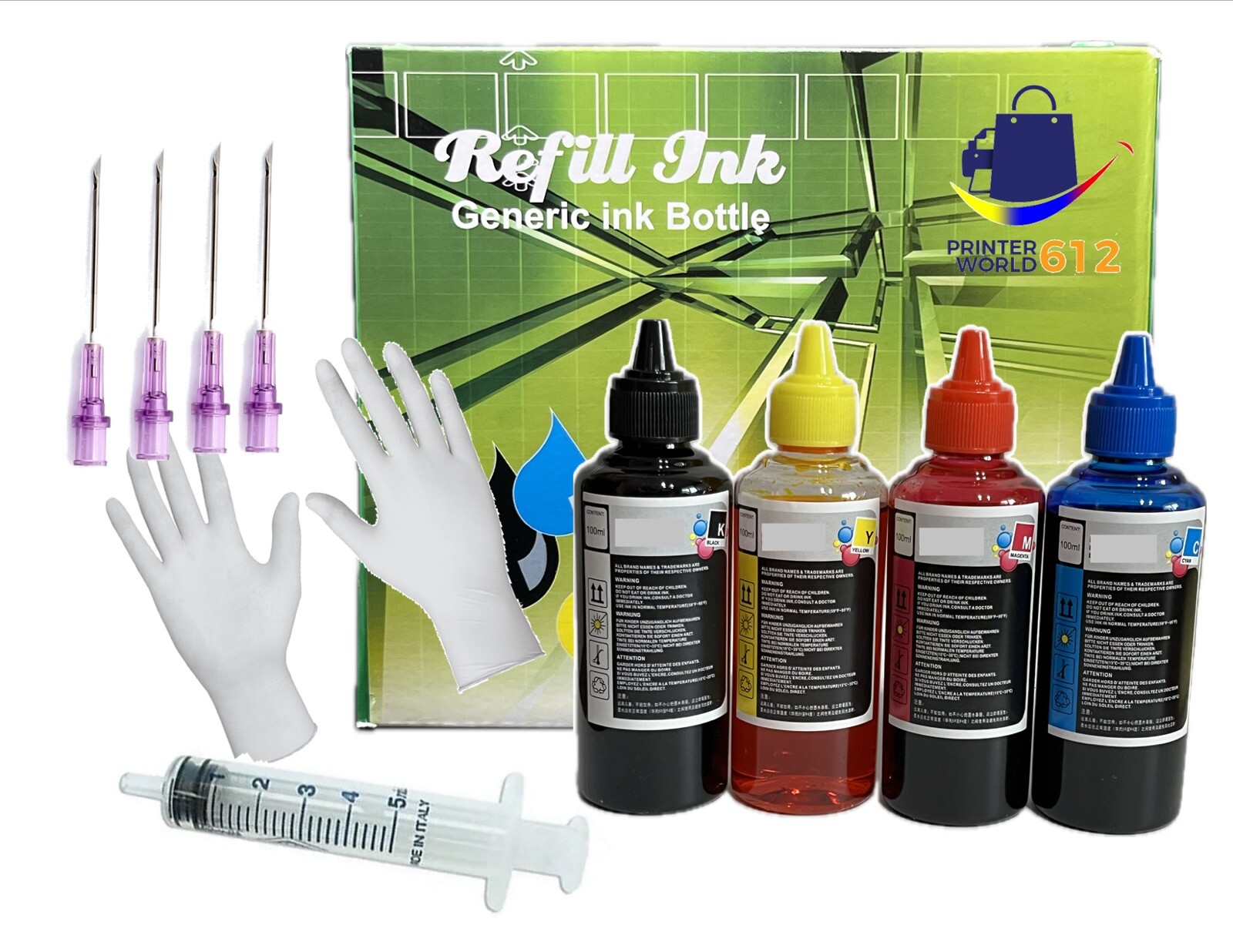 4 x 100ml Bulk Refill Ink kit for Epson T802XL WorkForce Pro WF-4734 WF-4740