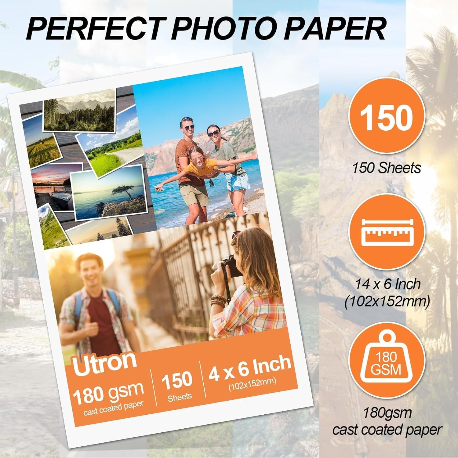 150 Sheets glossy photo paper, 4 x 6 Inch, photo paper for printer, photo printe