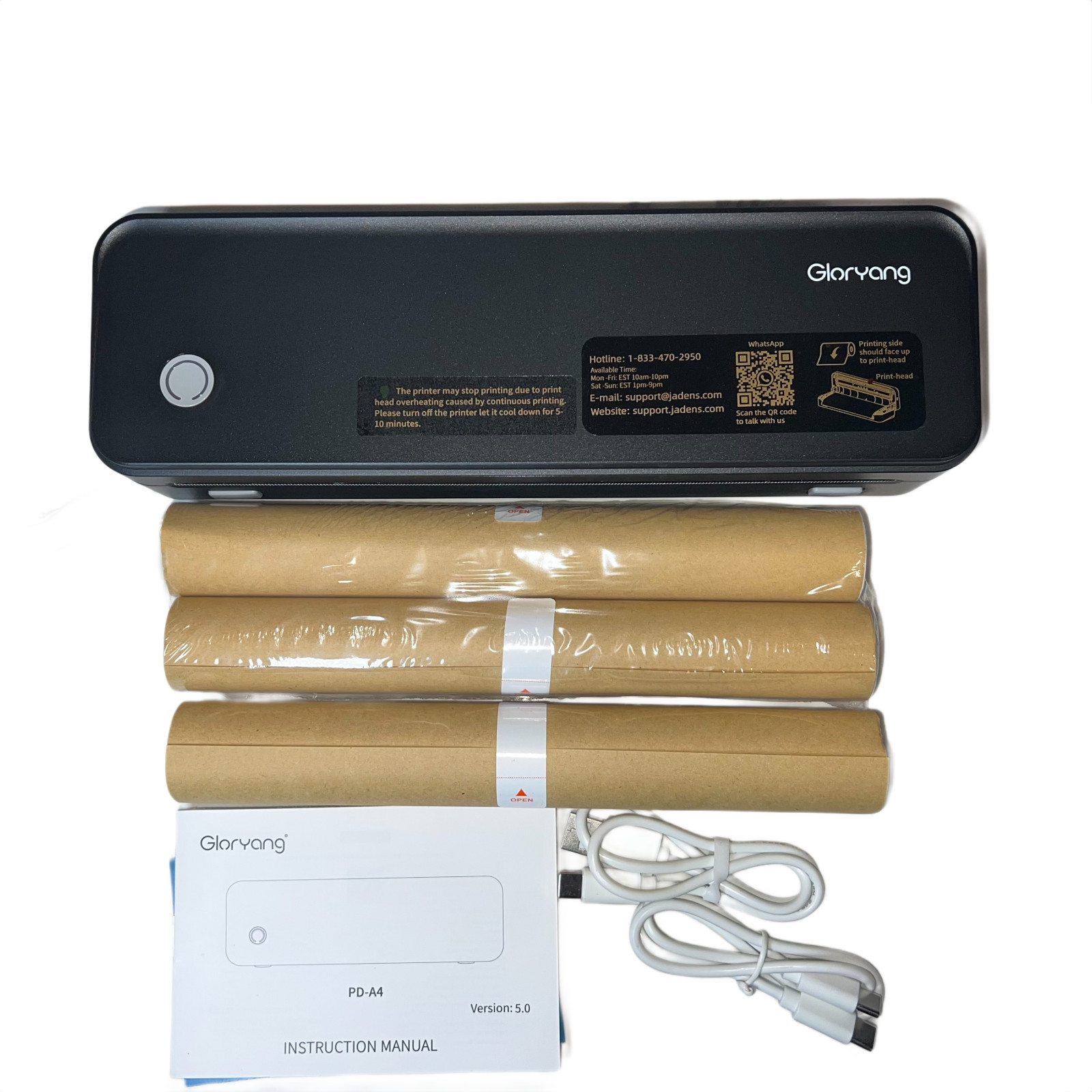 Gloryang Inkless Portable Printer Wireless Thermal Mini Printer Travel School A4