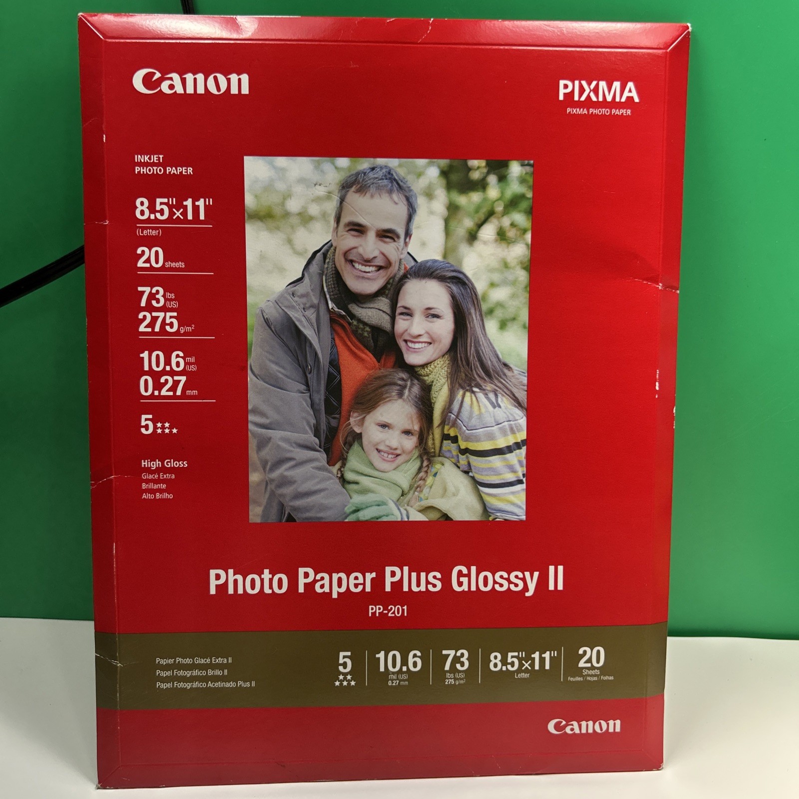 New Canon Pixma Photo Paper Plus Glossy II 8.5″ x 11″ 20 Sheets PP-201 Inkjet