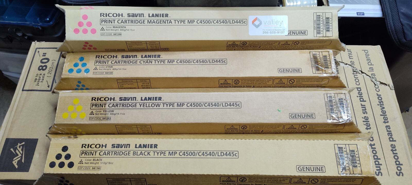4 X Original Toner Ricoh SAVIN LANIER Mp C4500/C4540/LD445C 841342-5