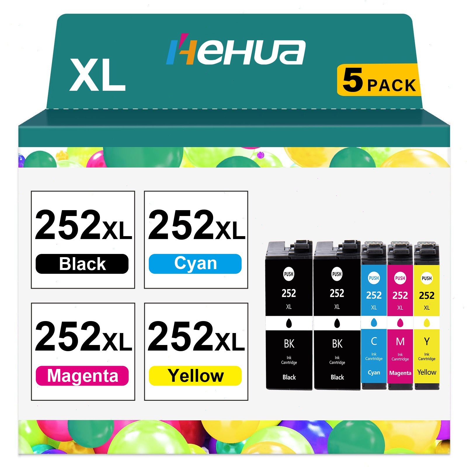 5PK T252XL 252XL Ink Cartridges For Epson WorkForce WF-3620 WF-3640 WF-7610 7110