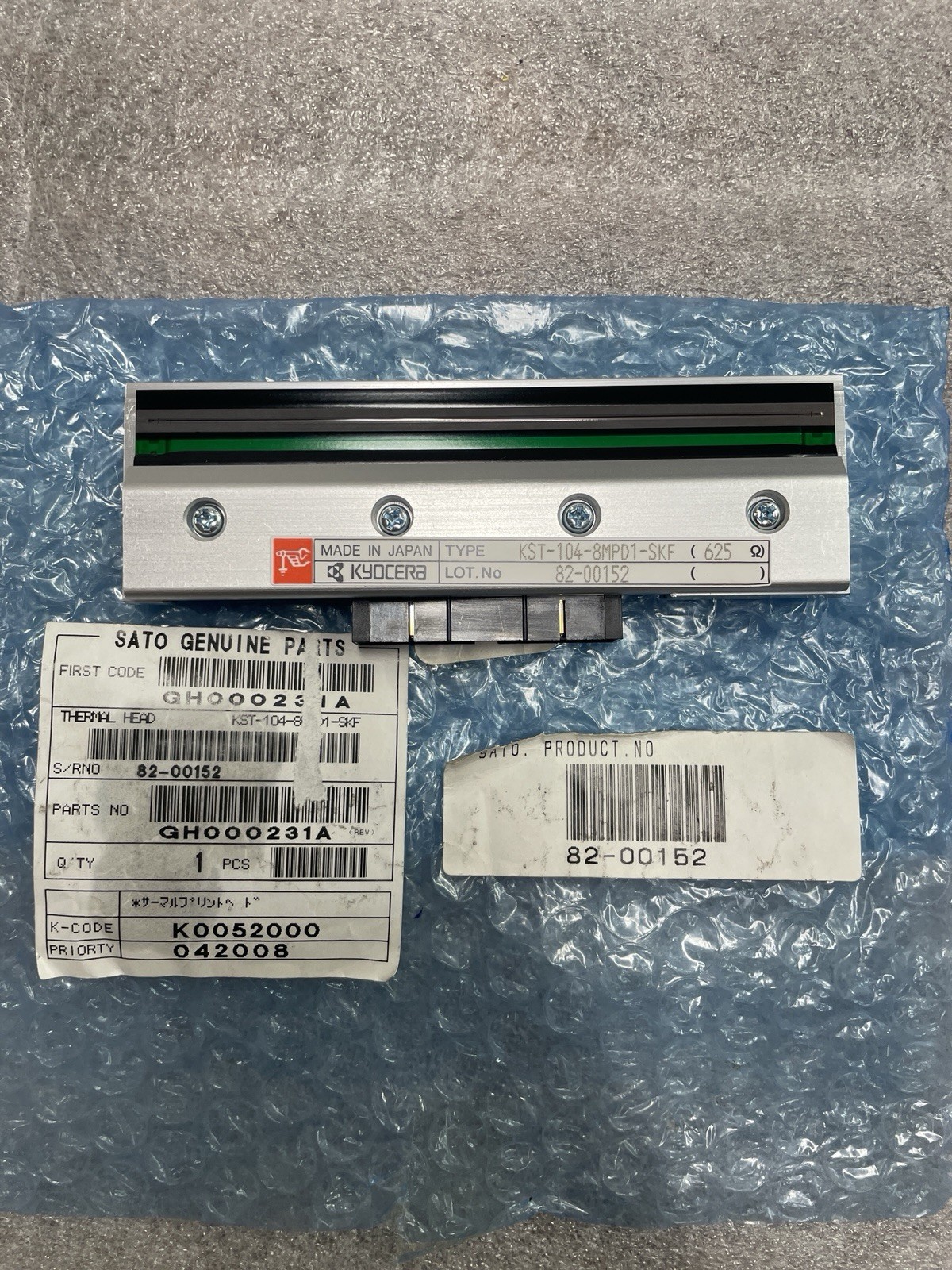 New SATO GH000231A Kyocera KST-104-8MPD1-SKF Thermal Printhead 82-00152