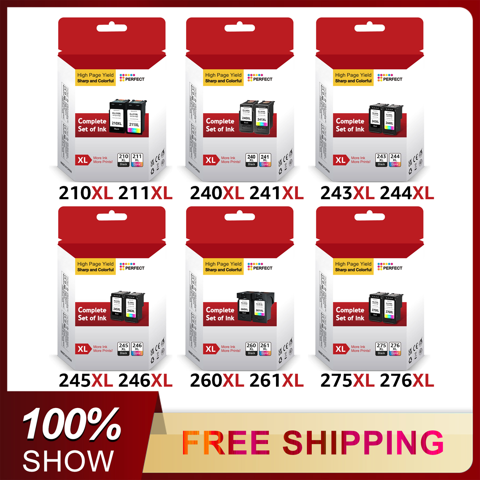 Ink For Canon PG-240XL 243XL 245XL 210XL 260XL 275XL Black & CL-244XL 246 Color