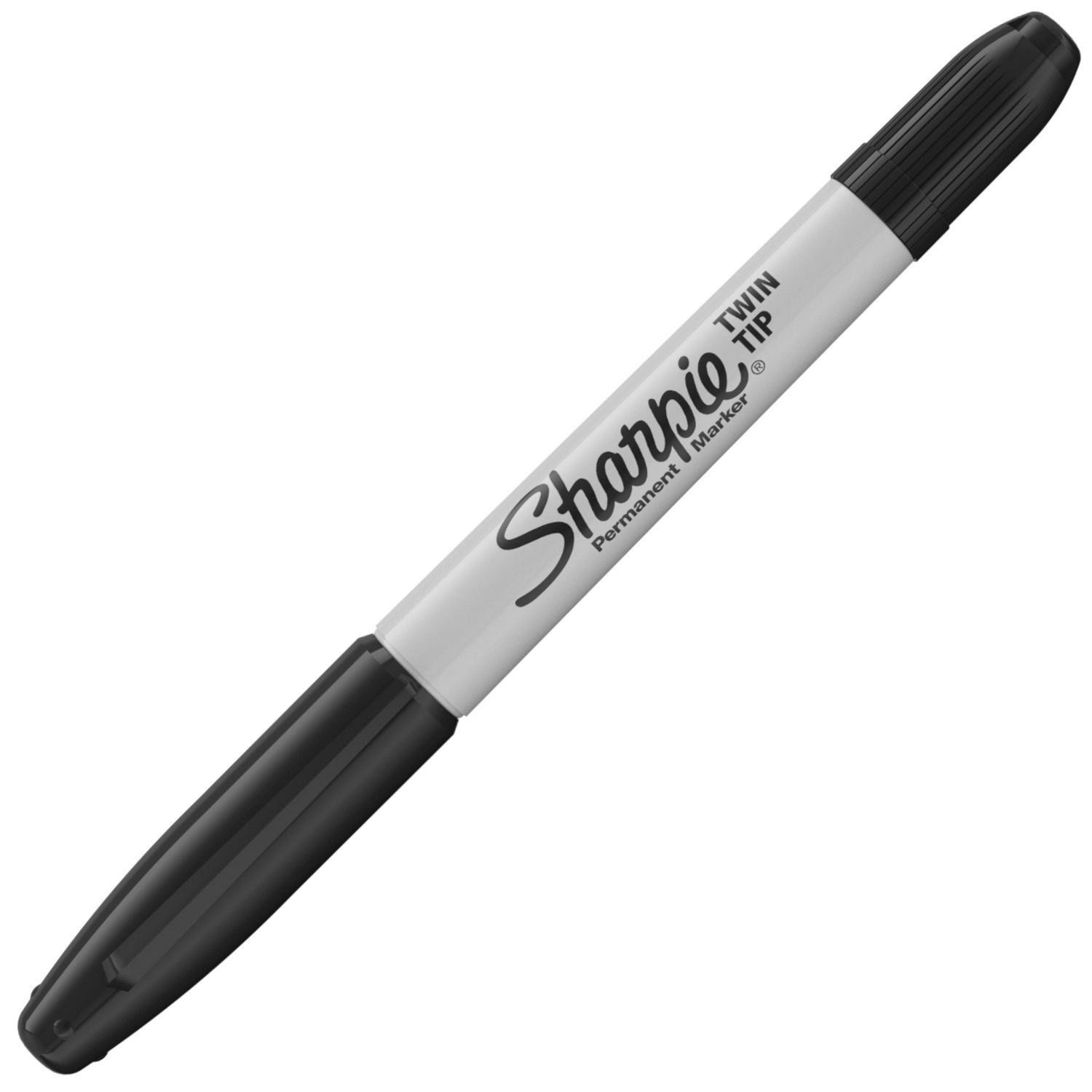 Sharpie 32101 Black Quick Dry Ultra Fine Twin Tip Permanent Marker (Pack of 6)