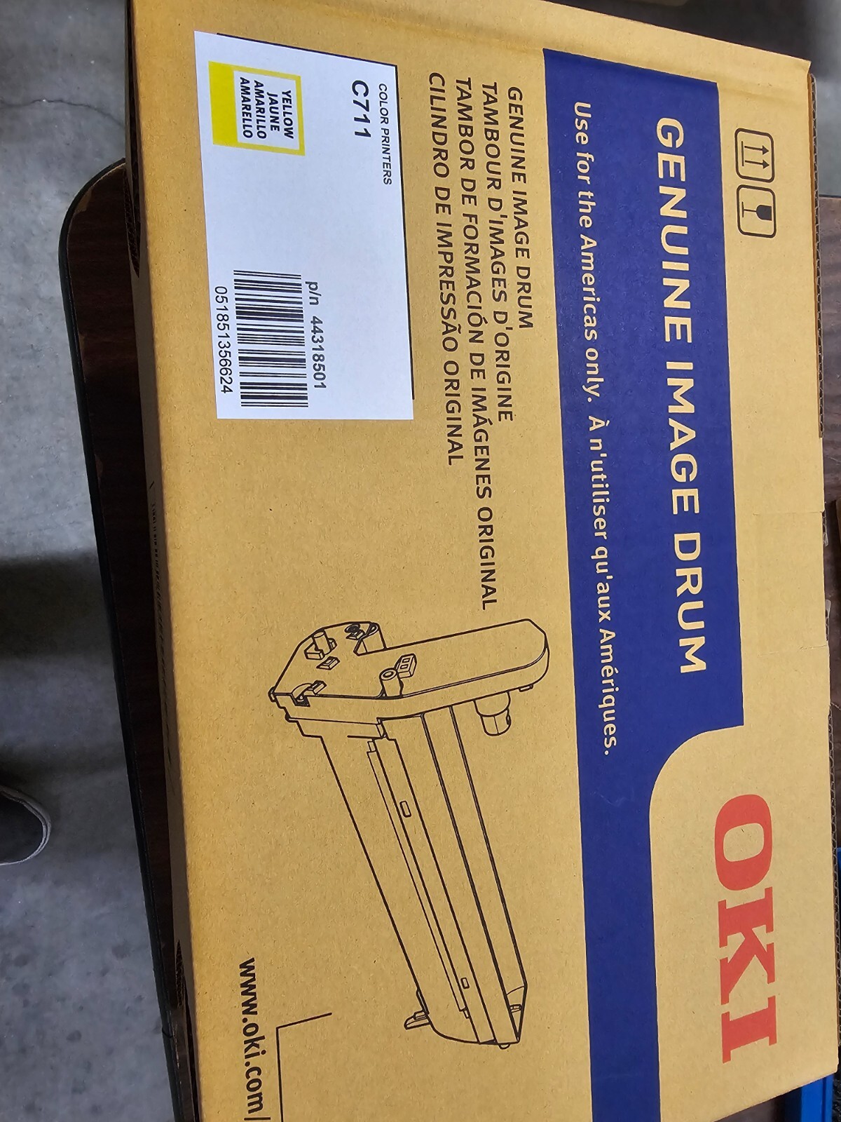 Genuine OKI 44318501 Yellow Imaging Drum for C711 Color Printers