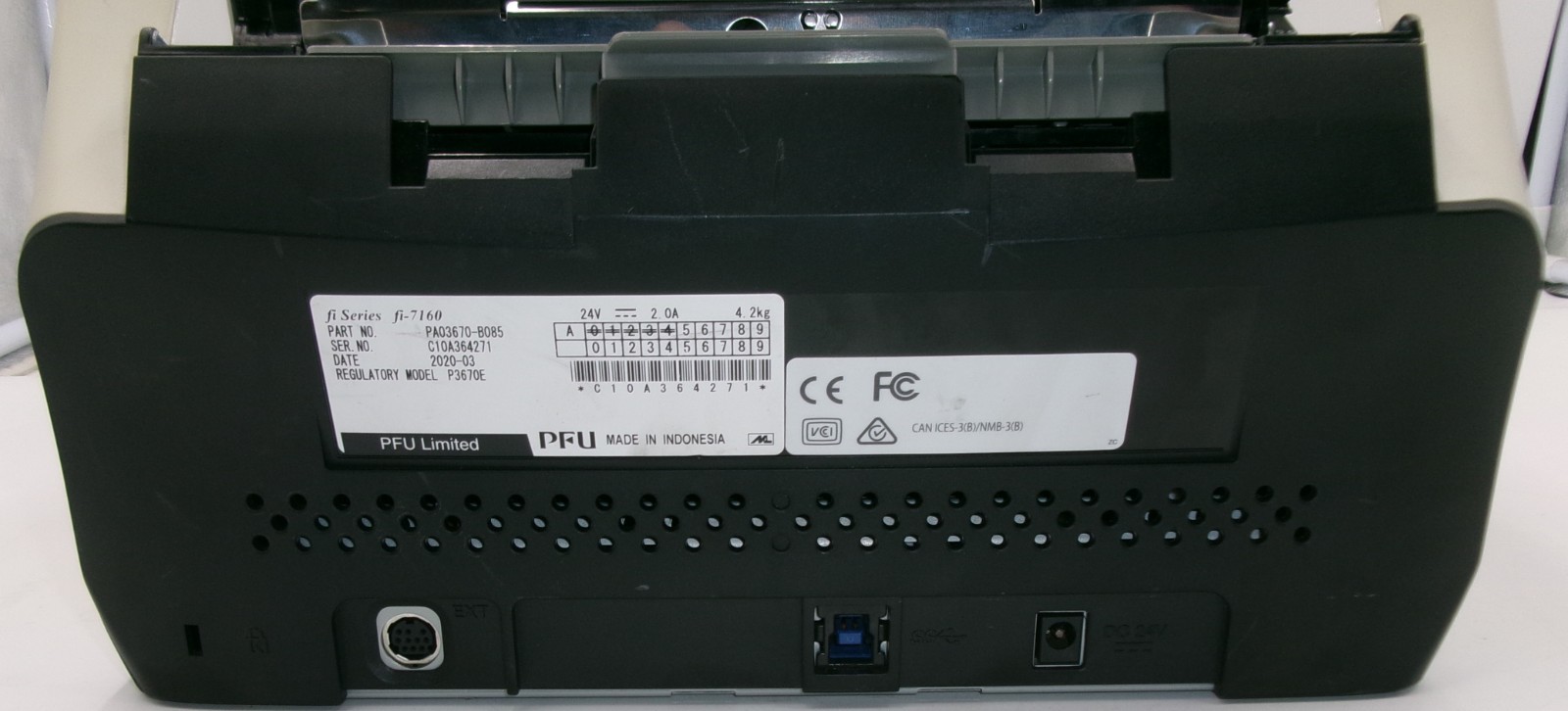 Fujitsu fi-7160 Color Duplex Document Scanner USB Yellow Stains