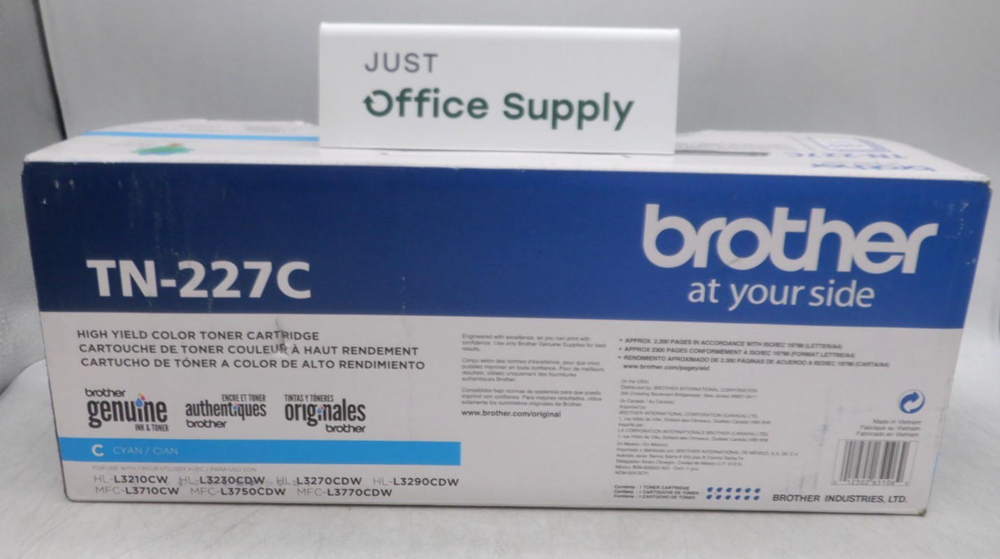 Genuine Brother TN-227C TN227C Cyan High Yield Toner Cartridge F. Shipping D