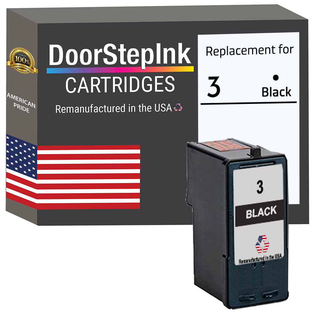 DoorStepInk Remanufactured in the USA Ink Cartridge for Lexmark 3 Black