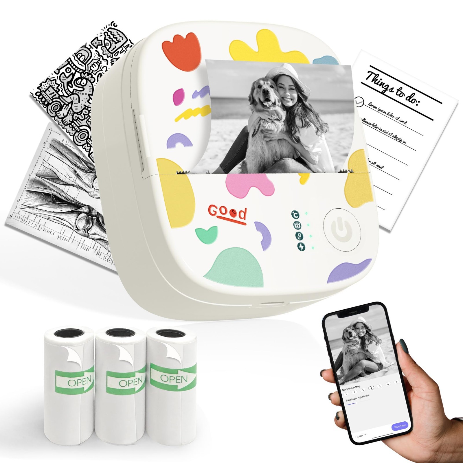 Portable Mini Sticker Printer – Bluetooth Thermal Maker for Kids, DIY Photos & N