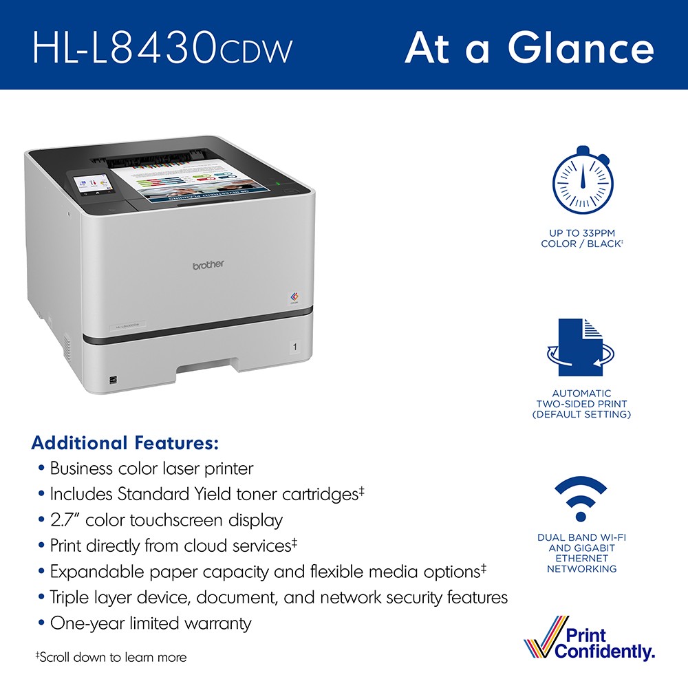 Brother Business Color Laser Printer with Wireless Networking