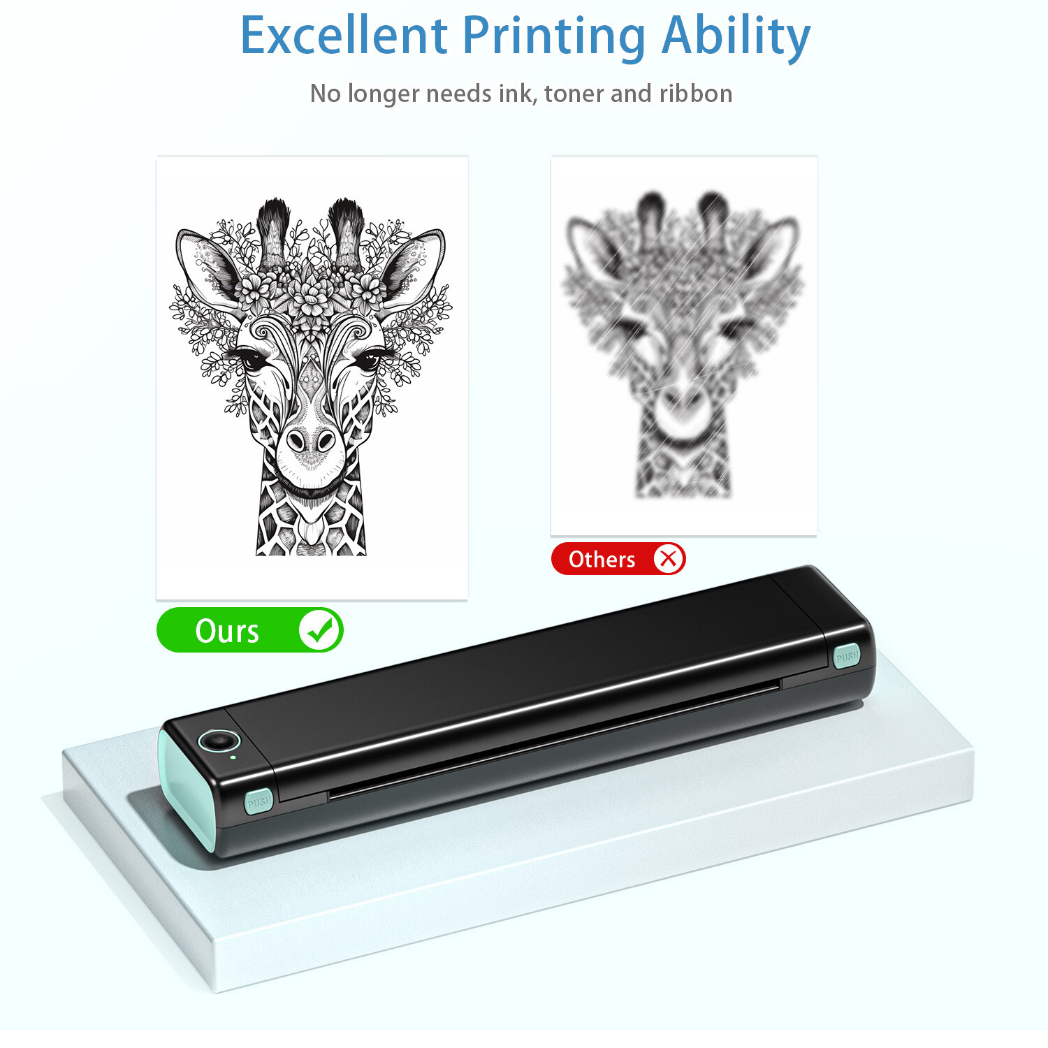 Portable Wireless A4 Bluetooth Thermal Inkless Mobile Printer Phomemo M08F Lot