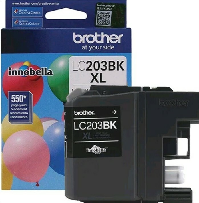 Brother Genuine LC203BK Black Ink Cartridge, High Yield Exp. 09/2023 & Later