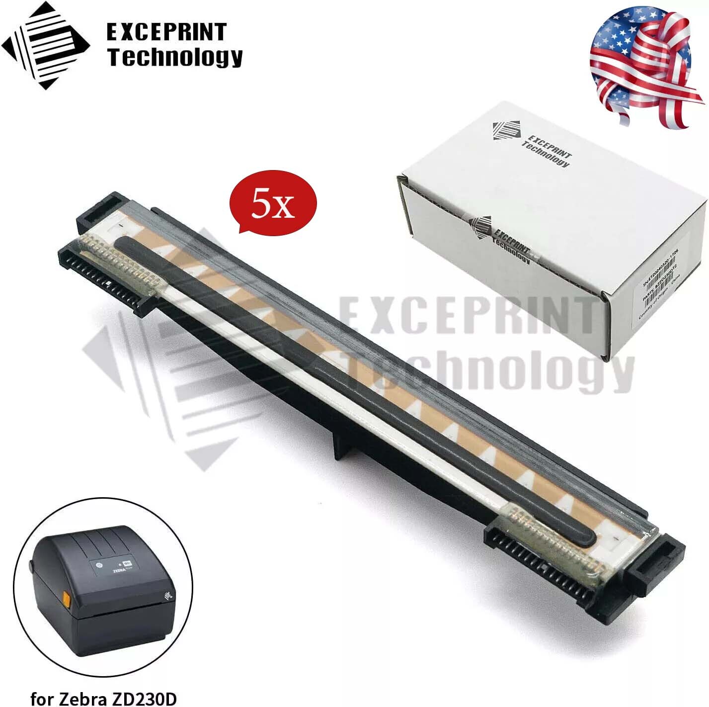 5x USA 203dpi Printhead for Zebra ZD230D ZD220D Label Printer P/N P1115689