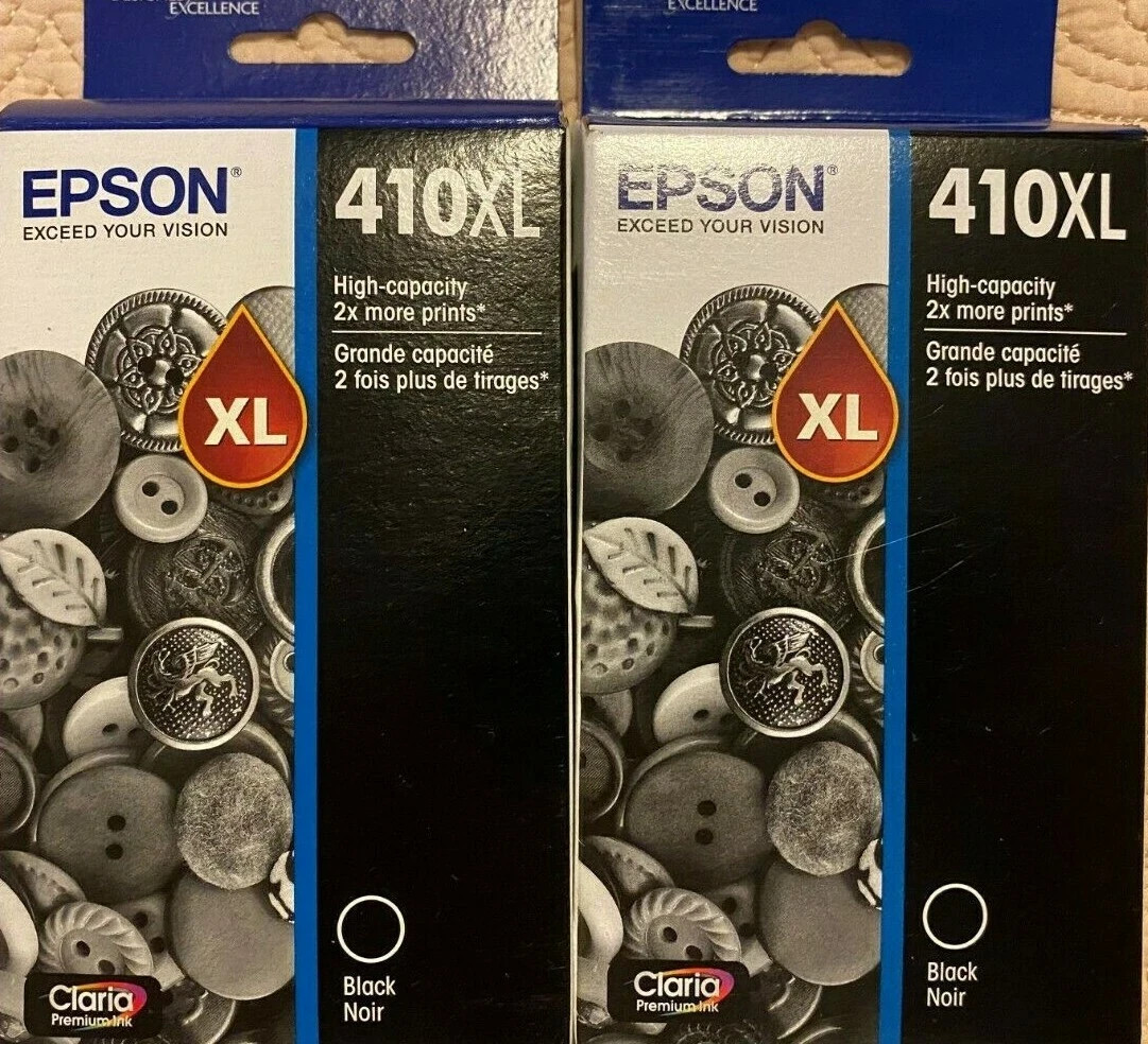 2 Epson 410XL High-Capacity Black Ink Cartridge T410XL120 Exp: 10/2027