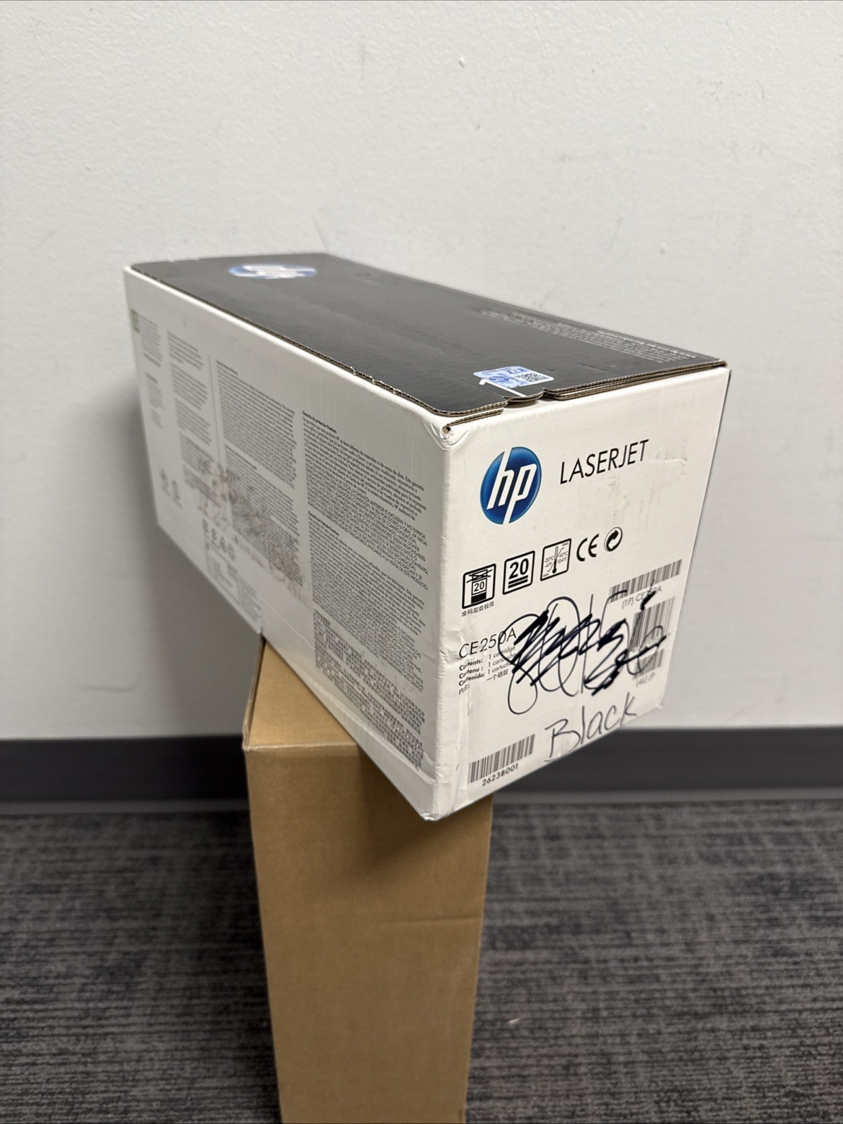 Genuine HP CE250A (504A) Black Toner Cartridge OEM Some Sharpie On Box