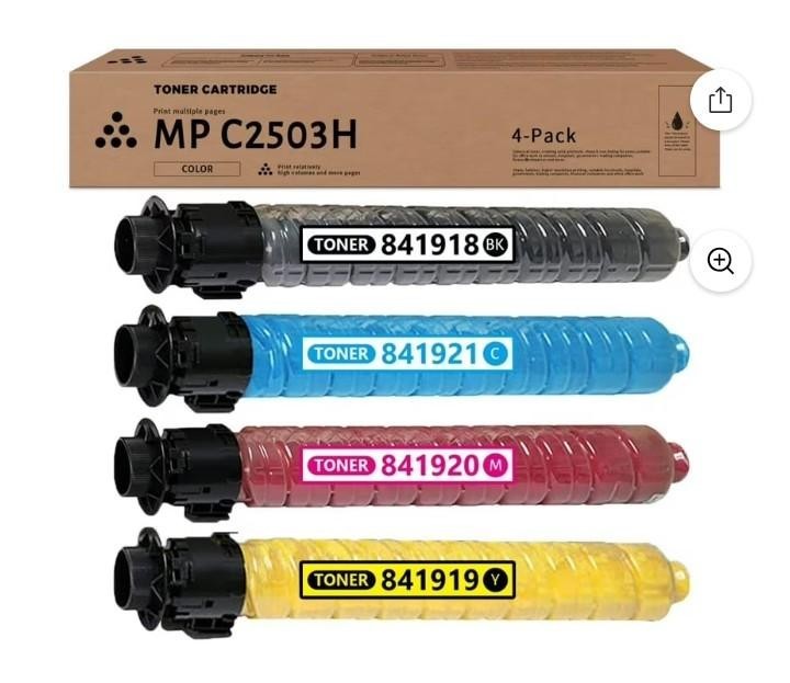 New OEM Ricoh MP C2503H,C2003,C2004,C2503,C2504 CMYK Toner Set 841918,19,20,21