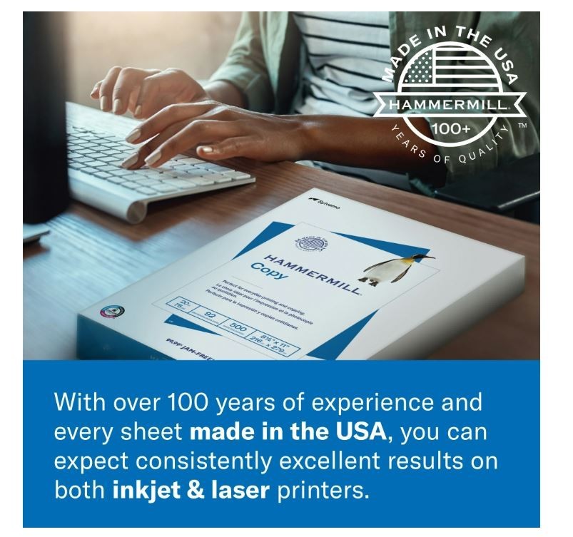 Hammermill Printer Paper, Premium Inkjet & Laser Paper 24 Lb, 8.5 x 11 – 1 Ream