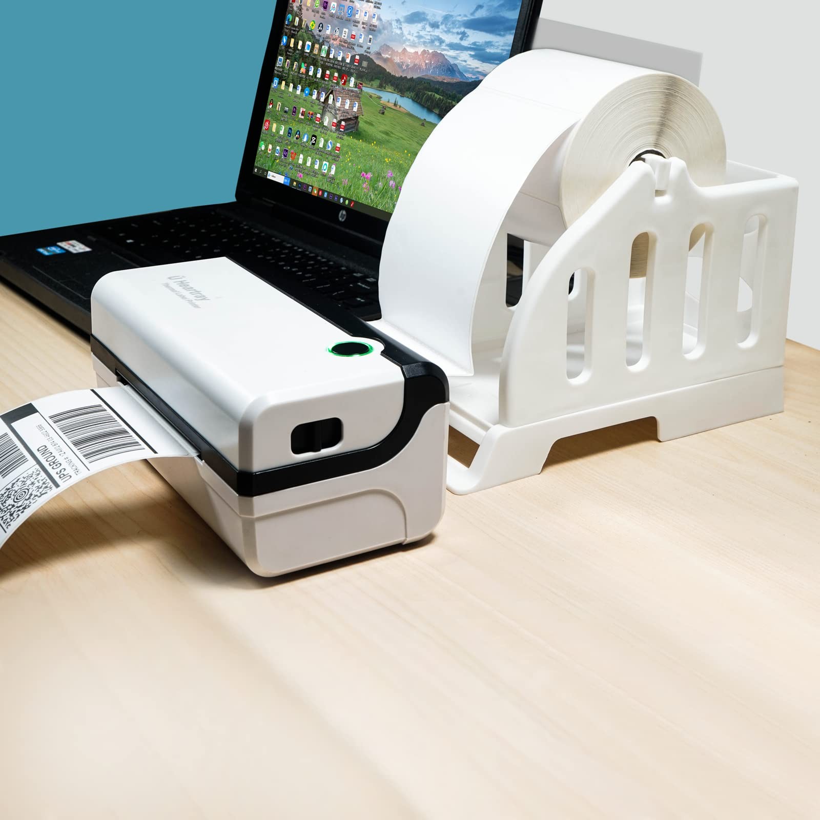 Label Holder for Rolls and Fan-Fold Labels,4×6 Stand for Thermal Label Printer-A