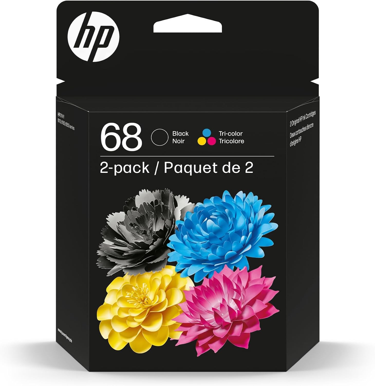 HP 68 Black/Tri-Color Ink Cartridges (2-Pack) | Works Envy 6100e, 6500e Serie