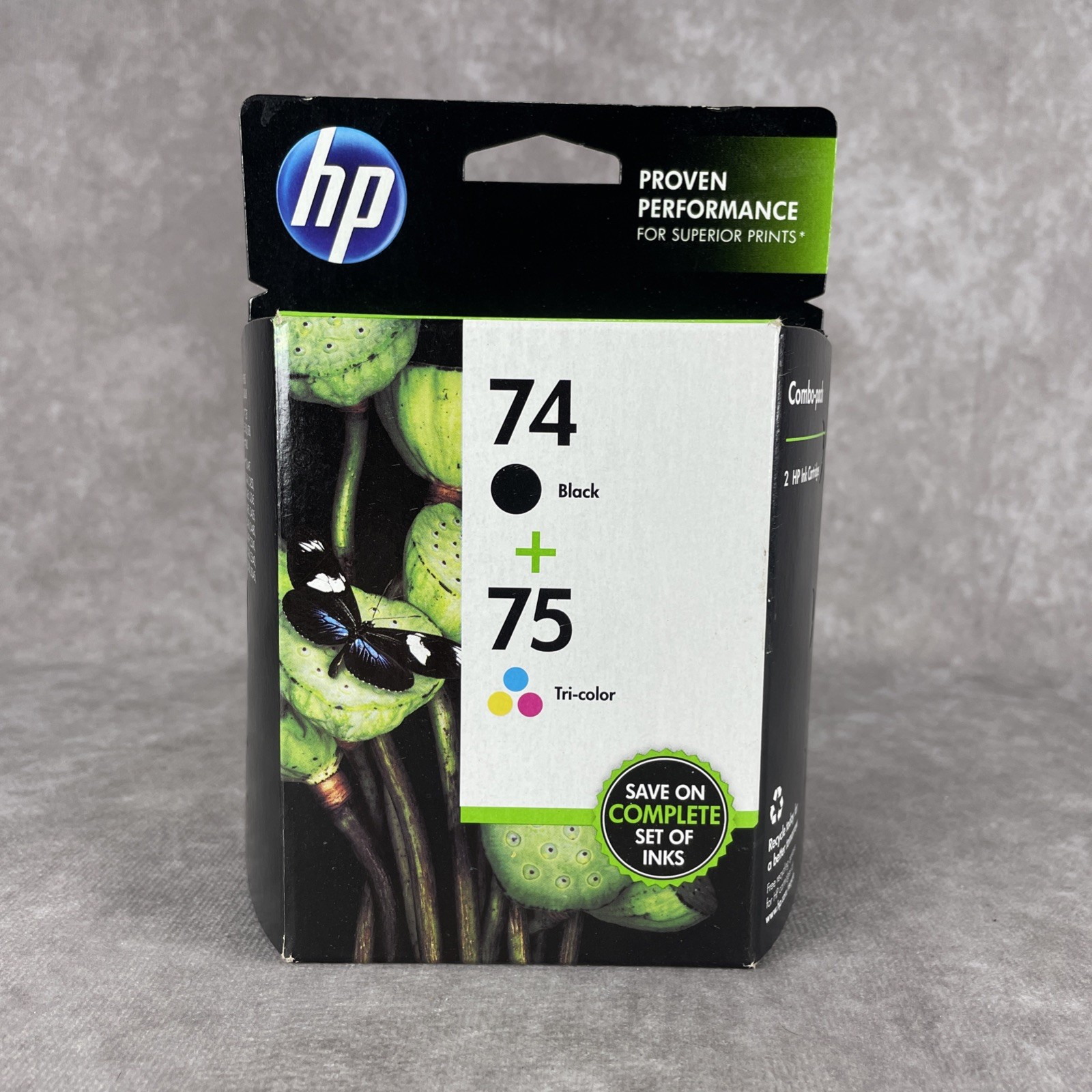 HP 74 Black + 75 Tri-Color Ink Cartridge Genuine Exp 07/2015 CC659FN NIB