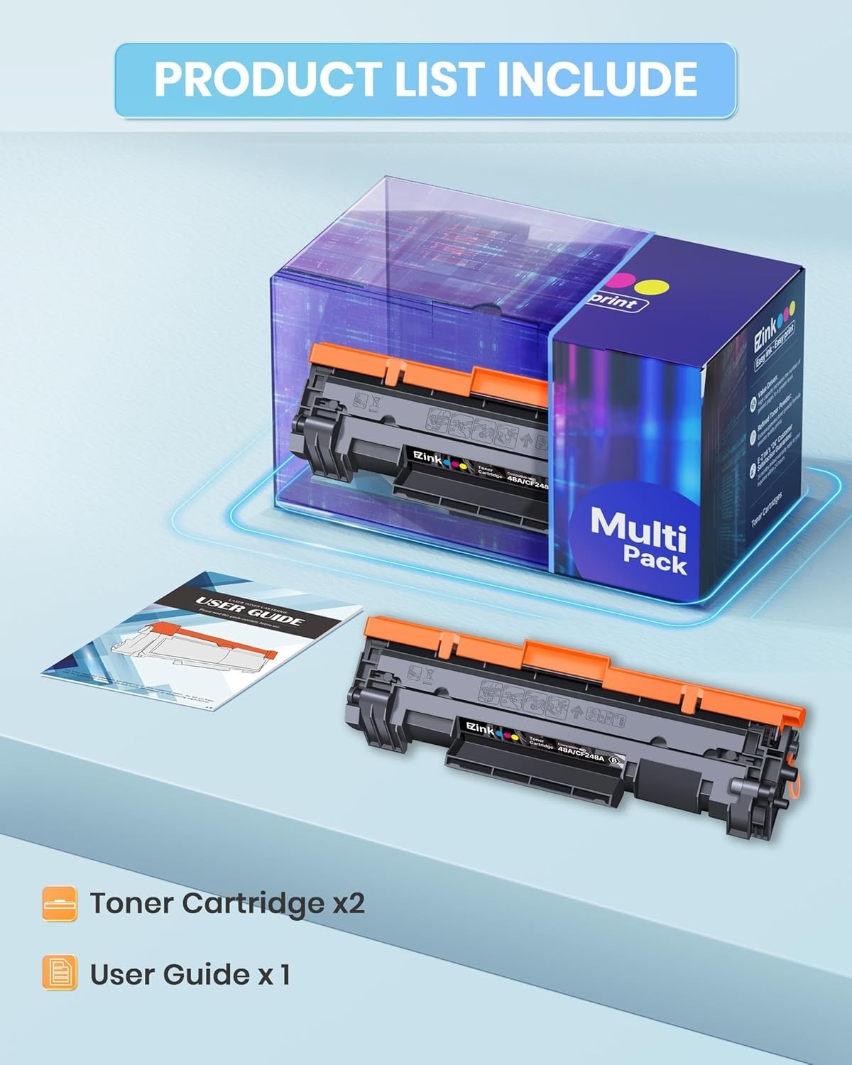 48A CF248A Compatible Toner Cartridges Replacement for HP 48A (Black, 2 Pack)