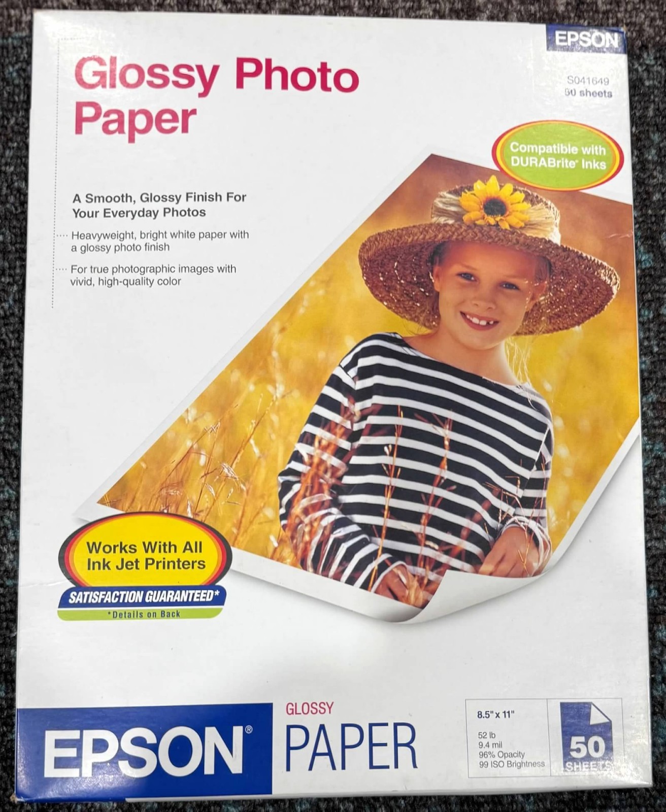 Epson Premium Photo Paper PREMIUM GLOSSY (8.5X11 IN, 50 Sheets) (S041649)