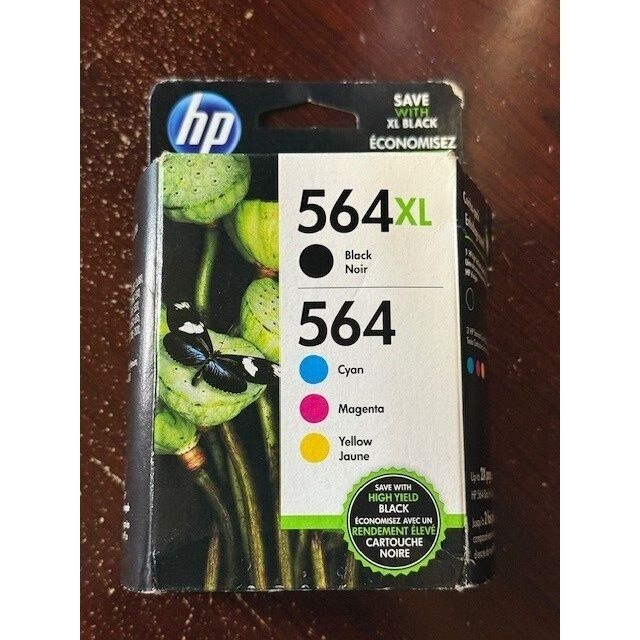 HP 564XL Black & 564 Tri-Color Standard Ink Cartridges Exp: 04-2023
