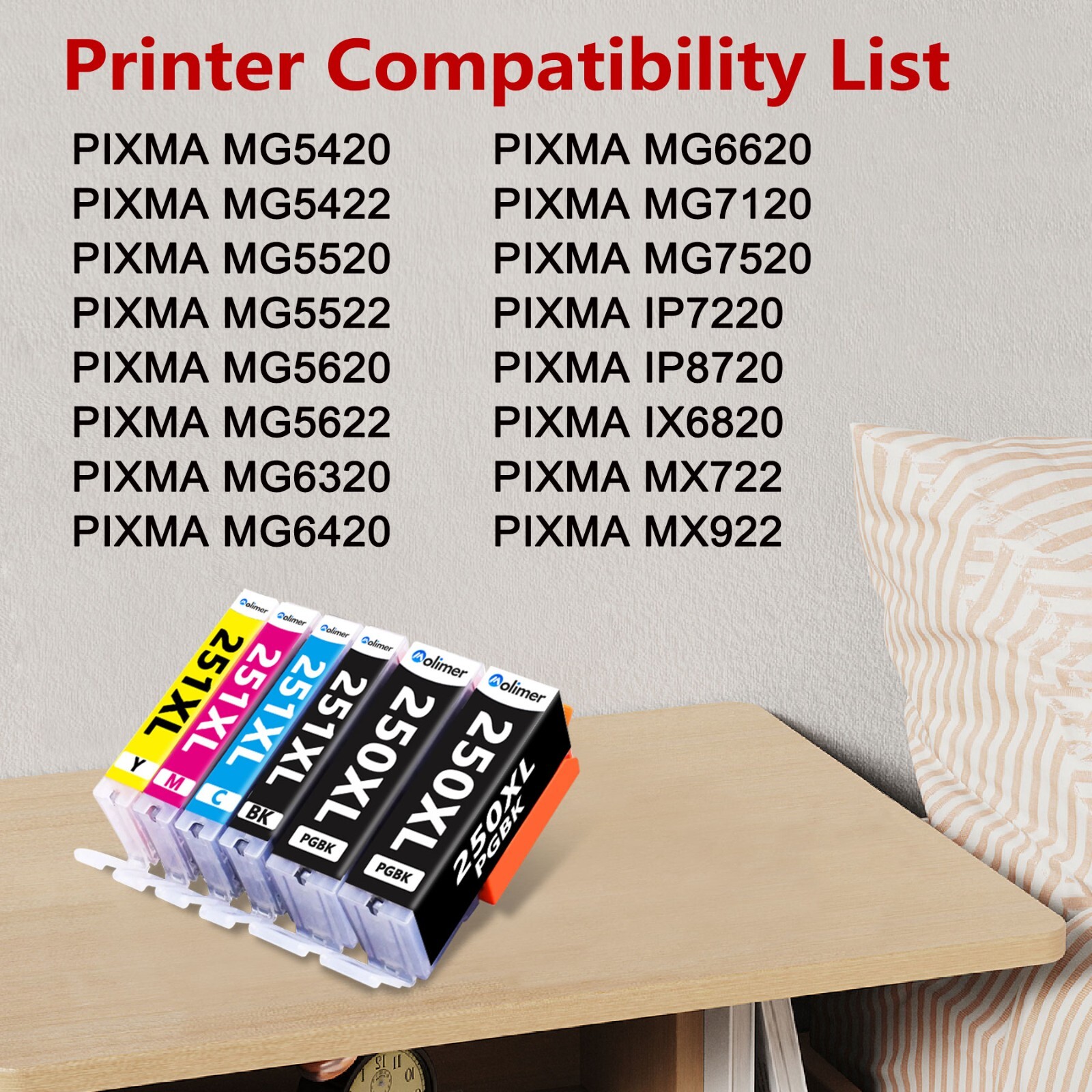 MOLIMER® Compatible Canon PGI-250XL CLI-251XL Ink Cartridges for IP8720 (6-Pack)