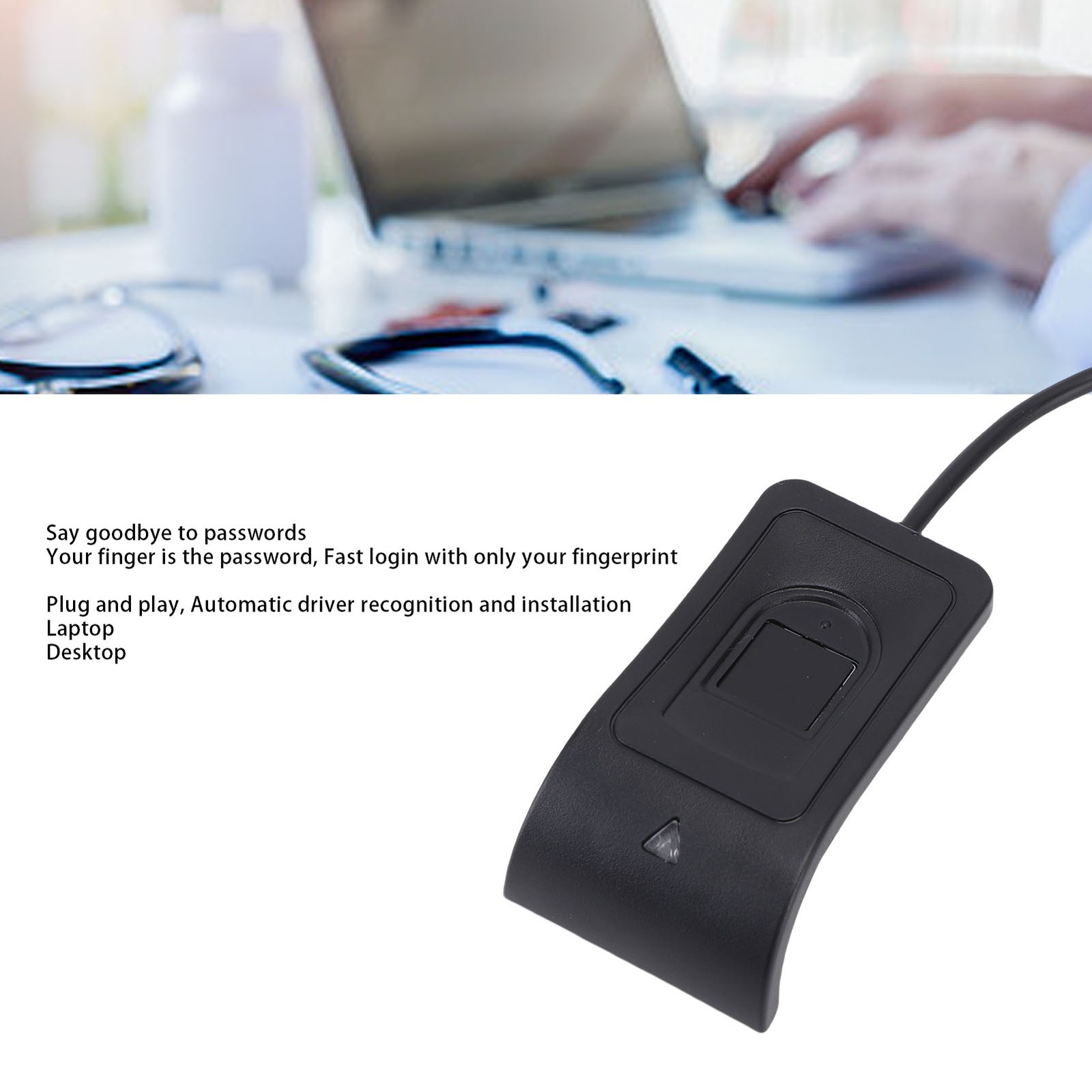 1 USB Fingerprint Scanner Compact Touch Biometric Reader For Desktop Black