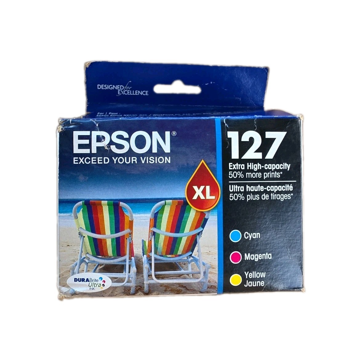 Genuine Epson 127 XL Tri-Color Cyan/Magenta/Yellow Ink – Best By 02/2020 Sealed!