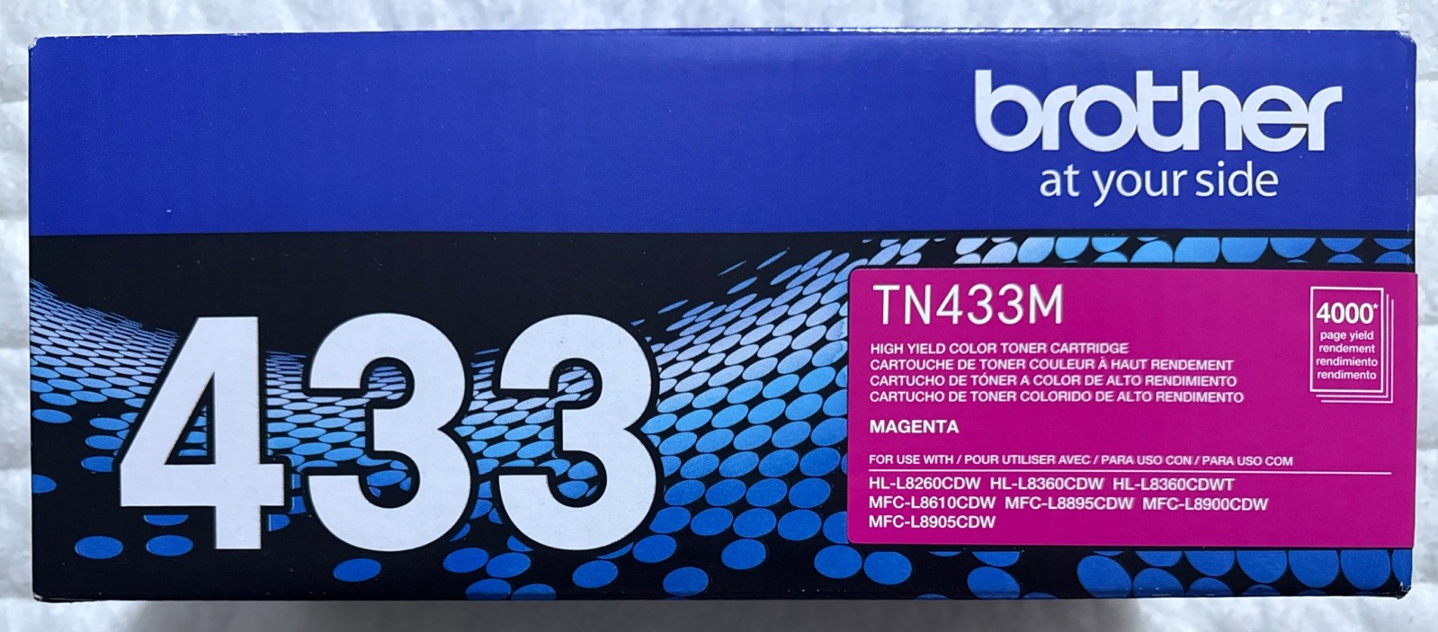 Brother 433 Magenta High Yield Toner TN433M 4000 Page Yield Sealed Retail Box