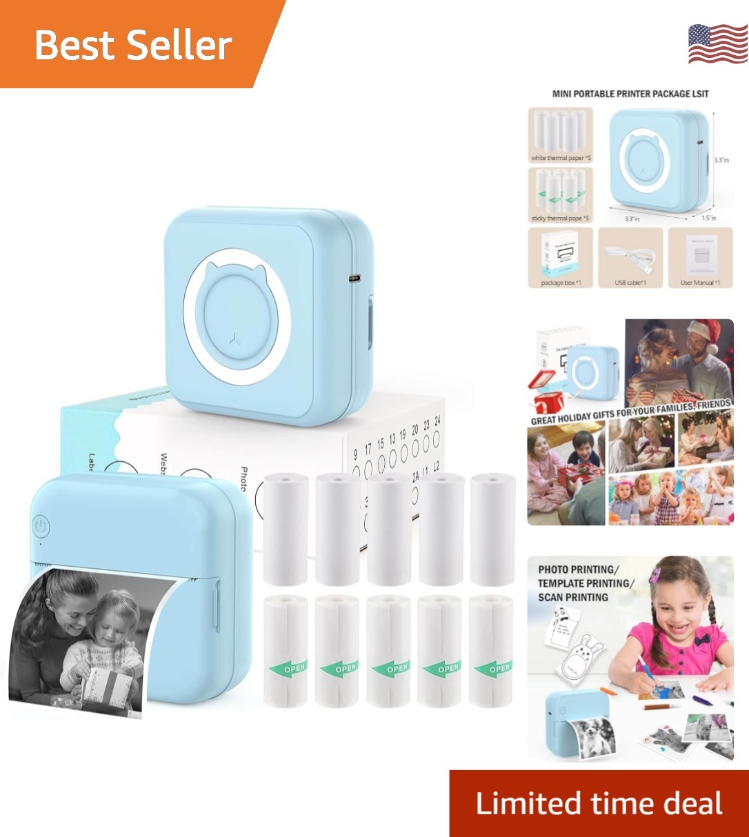 multifunctional inkless sticker printer with app control – Ideal for all ages