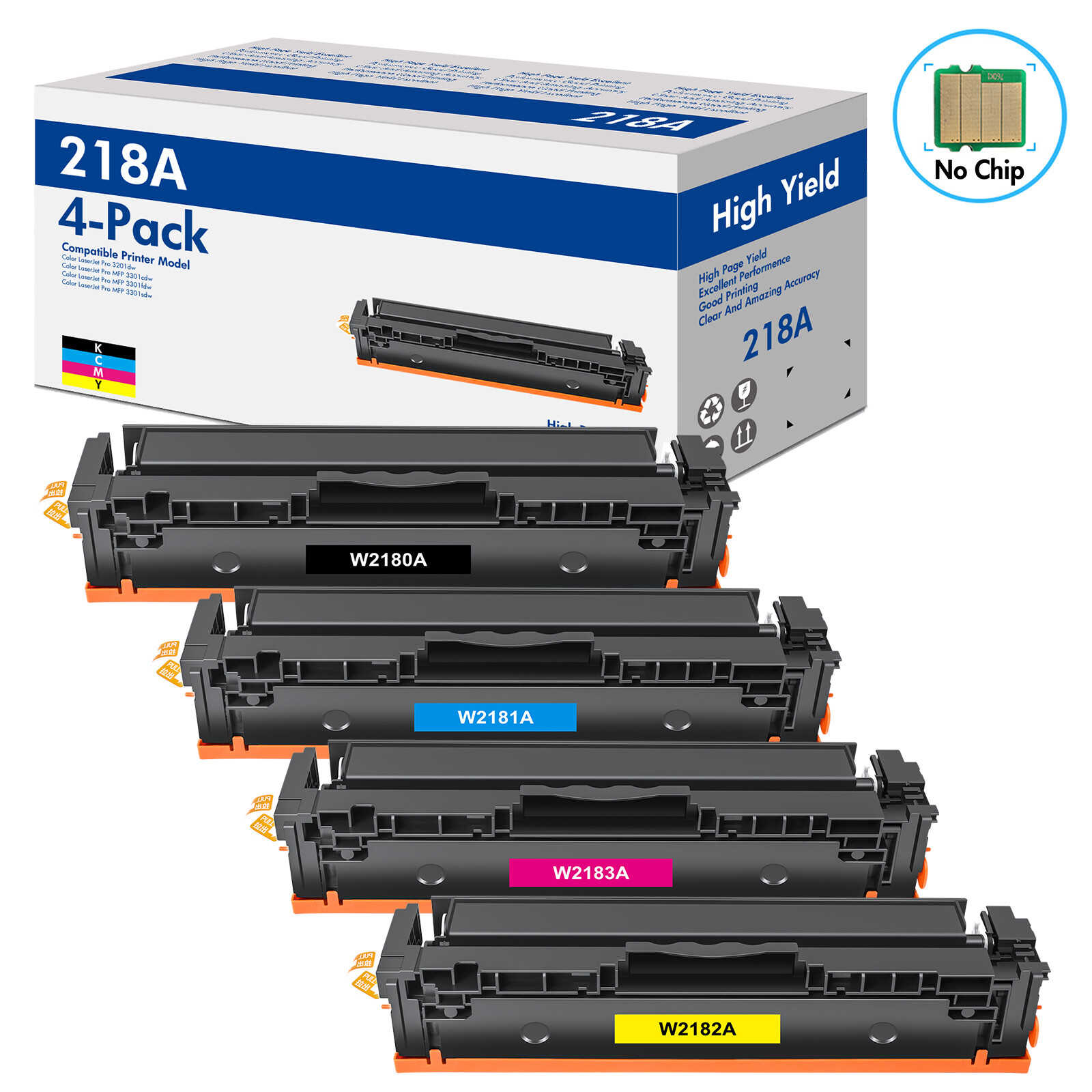 4Pack BCYM W2180A Color Toner Fit For HP LaserJet Pro 3201dw MFP 3301cdw 3301sdw