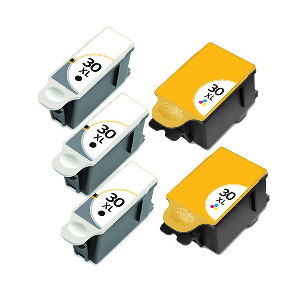 5PK Hi-Yield 3BK + 2Color Ink For Kodak 30XL ESP C310 C315 2150 3.2 Hero 3.1 4.2