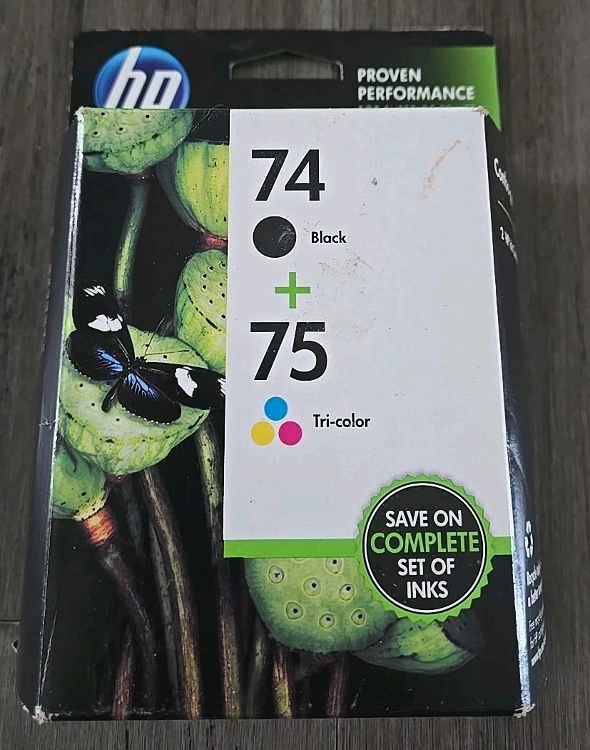 Genuine HP 74+75 Ink Cartridges – Black/Tri-color – Combo Exp. 10/14