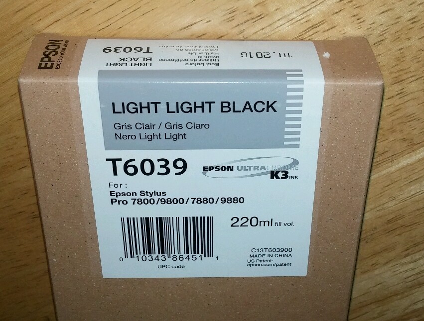 02-2026 GENUINE EPSON T6039 LIGHT LIGHT BLACK 220ml INK STYLUS PRO 7880 9880