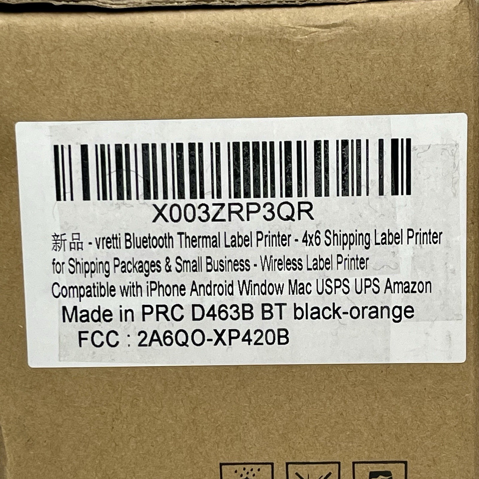 Vretti Bluetooth Thermal Label Printer 4×6 Shipping Labels D463B BT