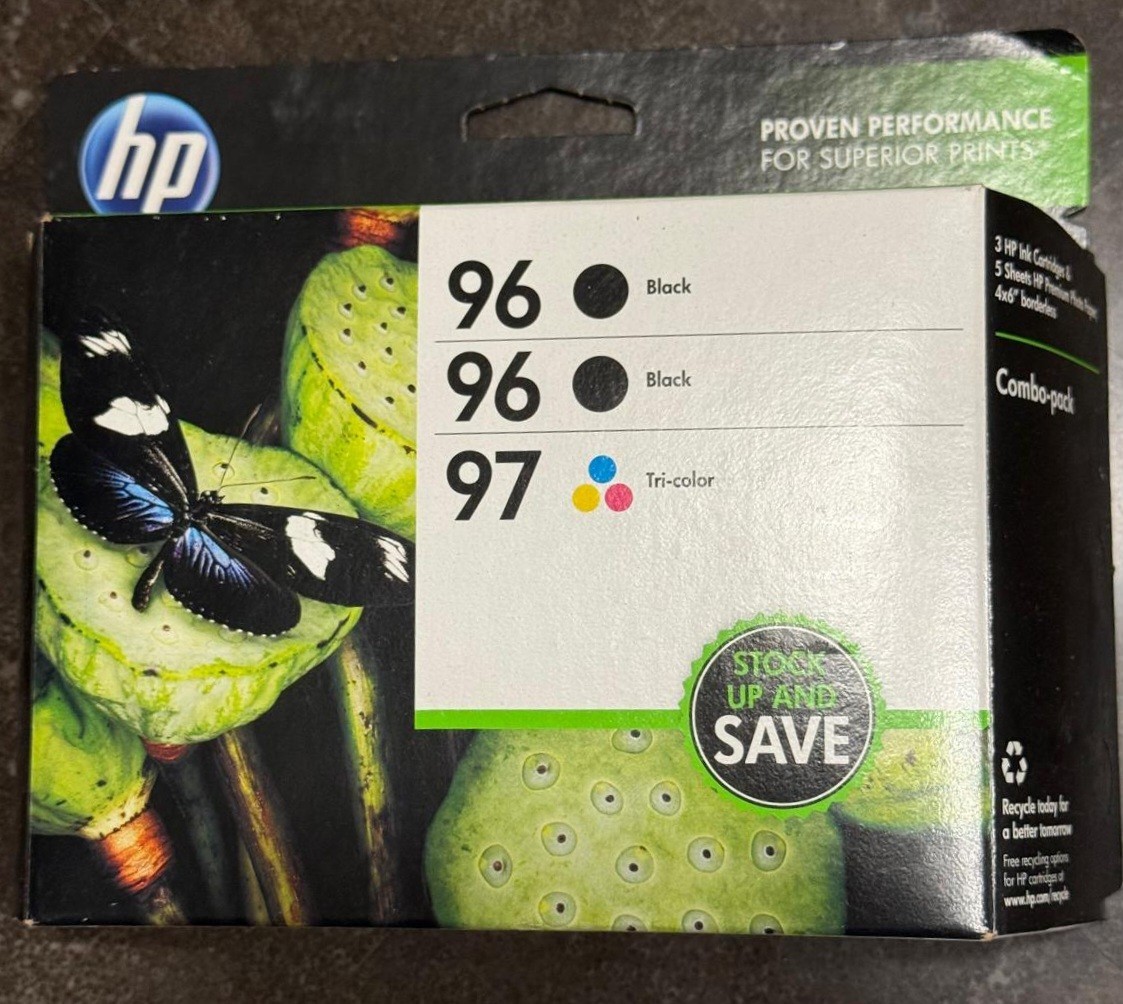 OEM Genuine HP 96 96 97 Black & Tri-Color CD942FN COMBO Ink Cartridges, SEALED