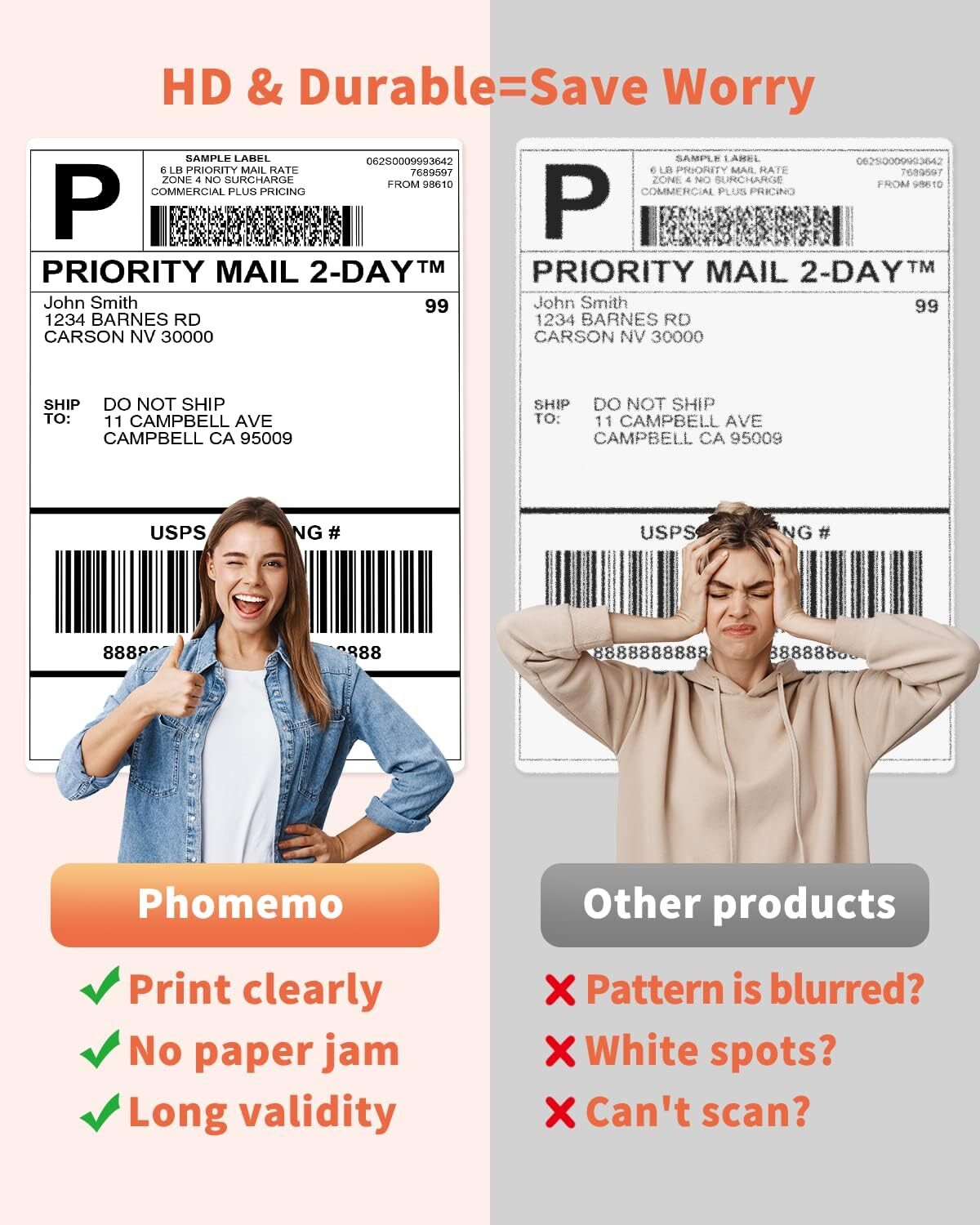 4×6 2×2 3×3 Direct Thermal Shipping Label Self-Adhesive Paper for PM-241BT/D520