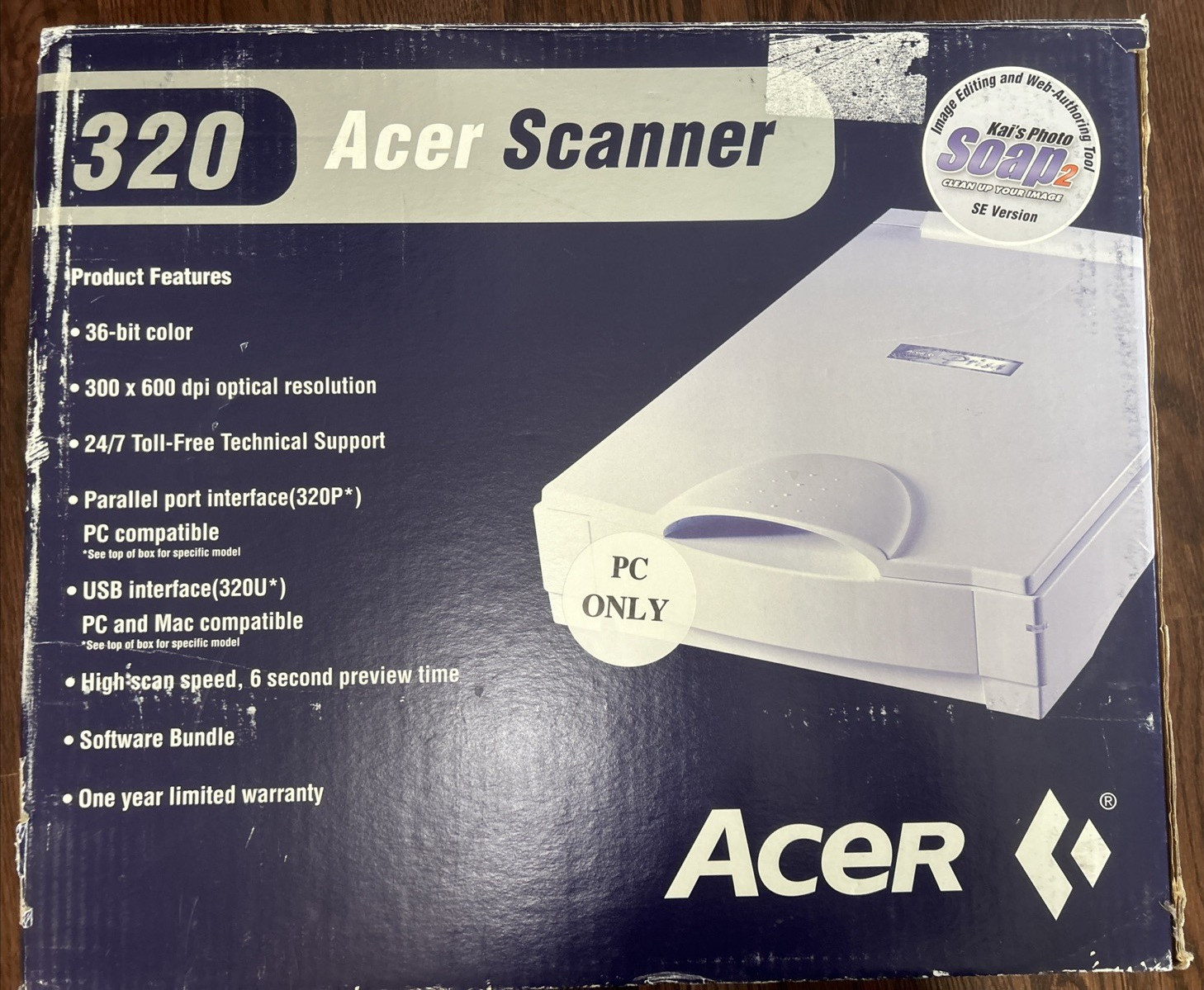 Acer Scanner 320 Desktop Scanner 36-Bit Color 300×600 DPI Optical USB/Parallel