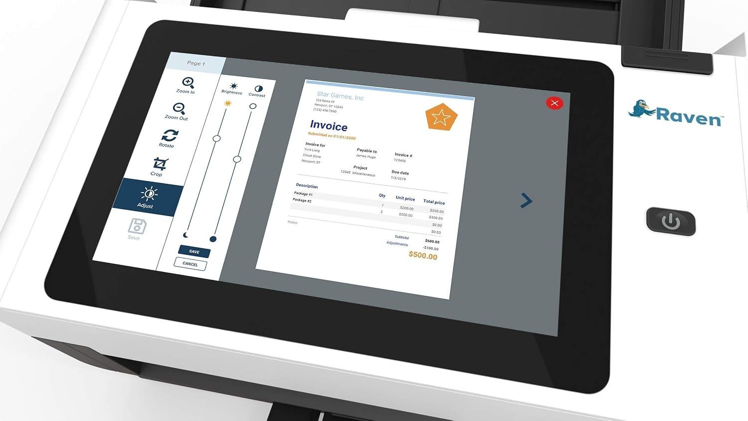 Raven Pro 360W Document Scanner Touchscreen Color Duplex Wireless/Ethernet/USB