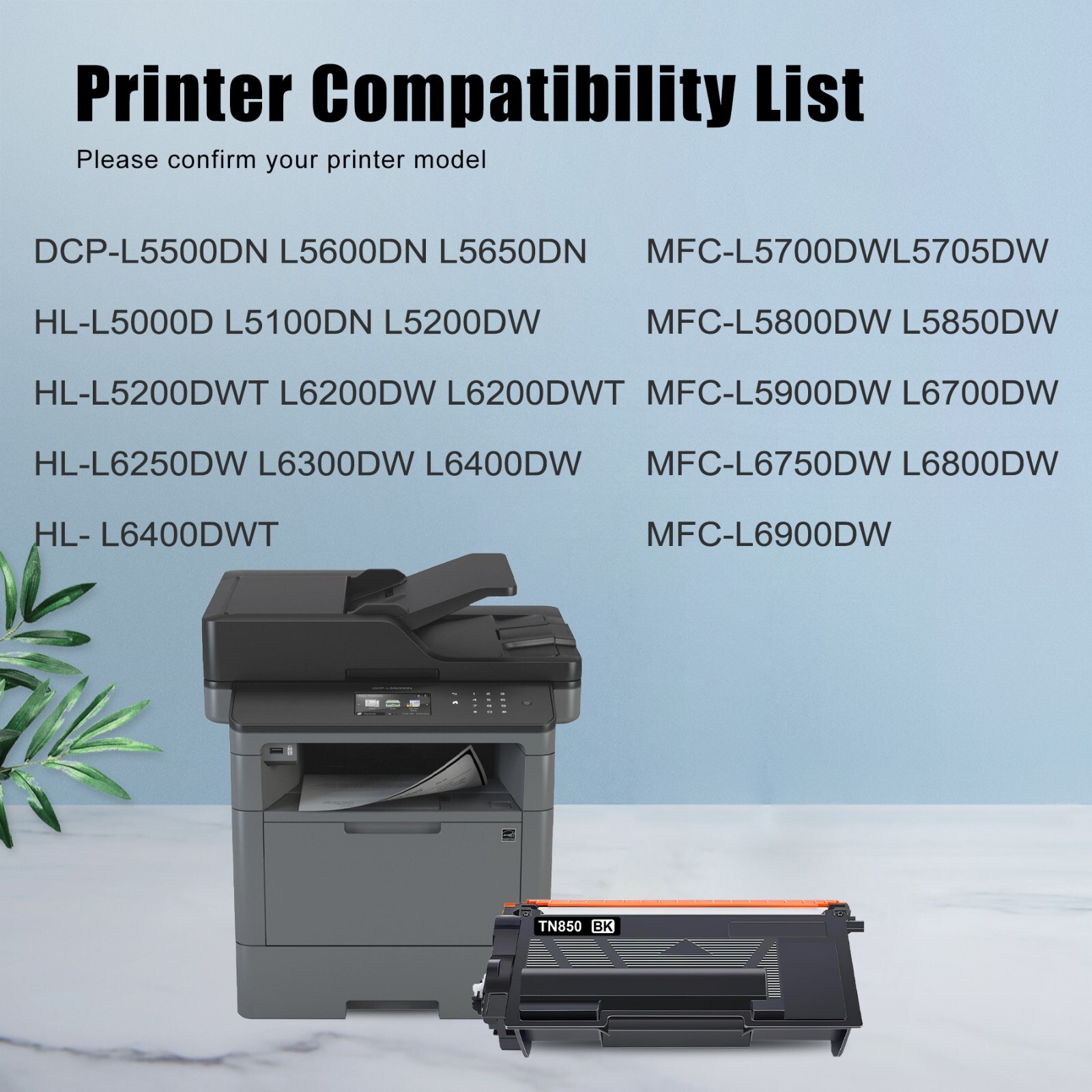 4 PACK TN850 Toner Cartridge Replacement for Brother TN 850 MFC-L5900DW Printer
