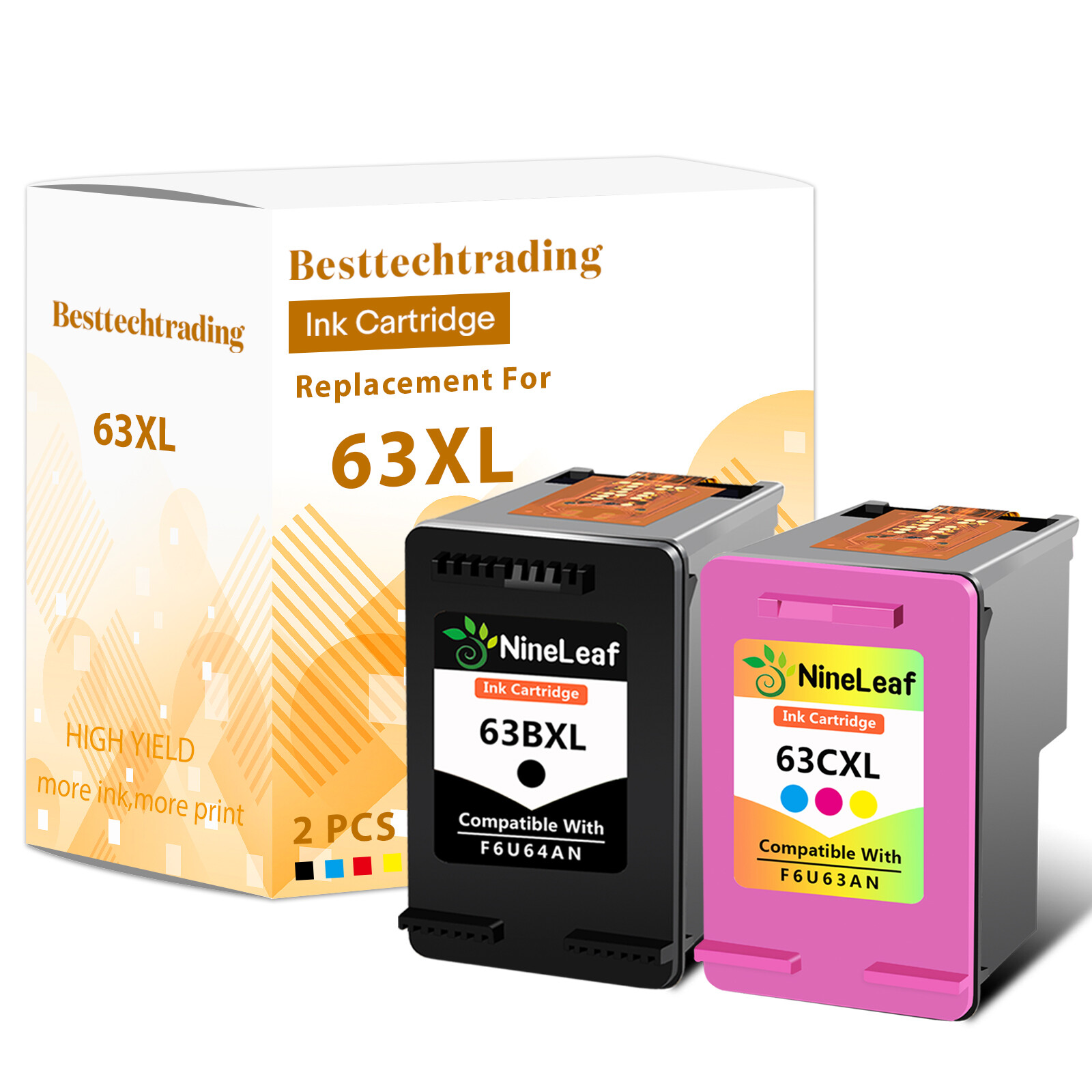 black color 63XL Ink Print Cartridge for HP OfficeJet 3830 4652 4657 4658 5258