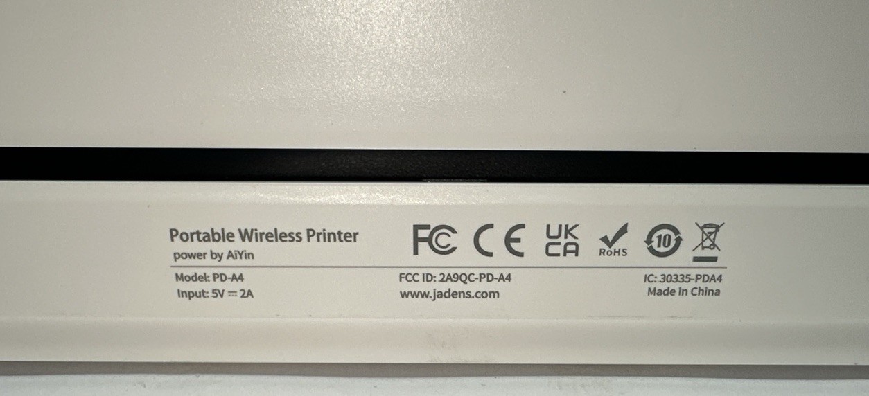 JADENS Wireless Portable Printer for Travel, Bluetooth Thermal Printer, Compact