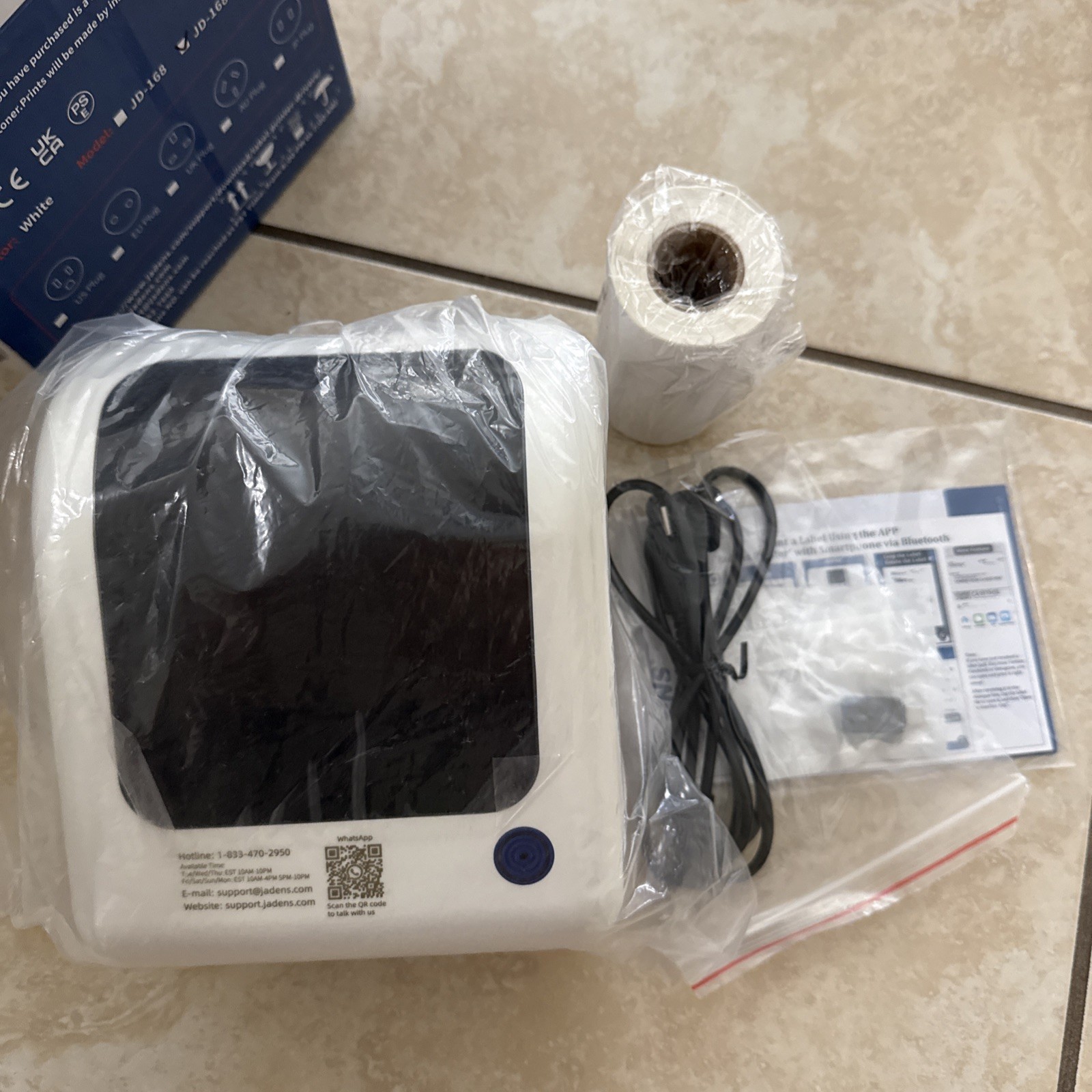 Jadens JD 168 Hard Wired Thermal Label Printer Great Working Condition + Paper