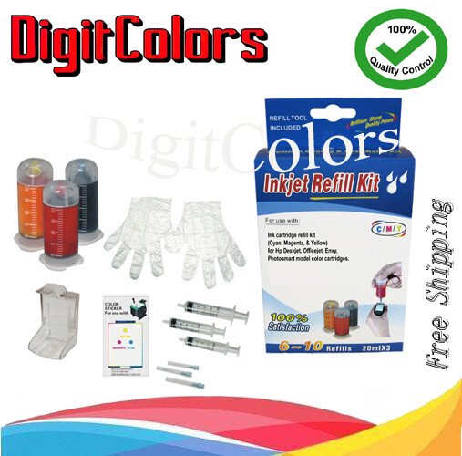 Cartridge refill ink bottle kit box for HP 61 61xl HP 60 60xl color ink w tools