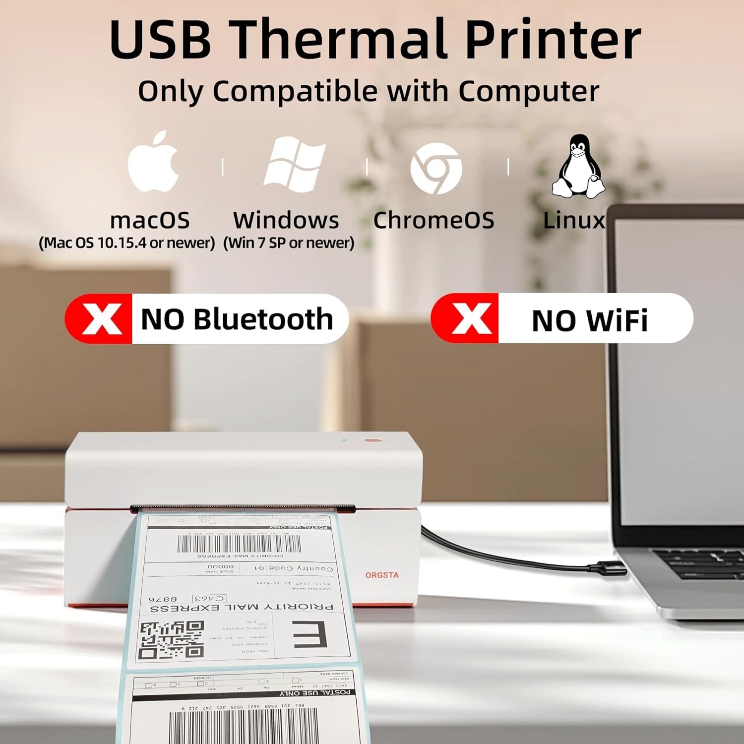 ORGSTA USB Shipping Label Printer – T001 4×6 Thermal Label Printer