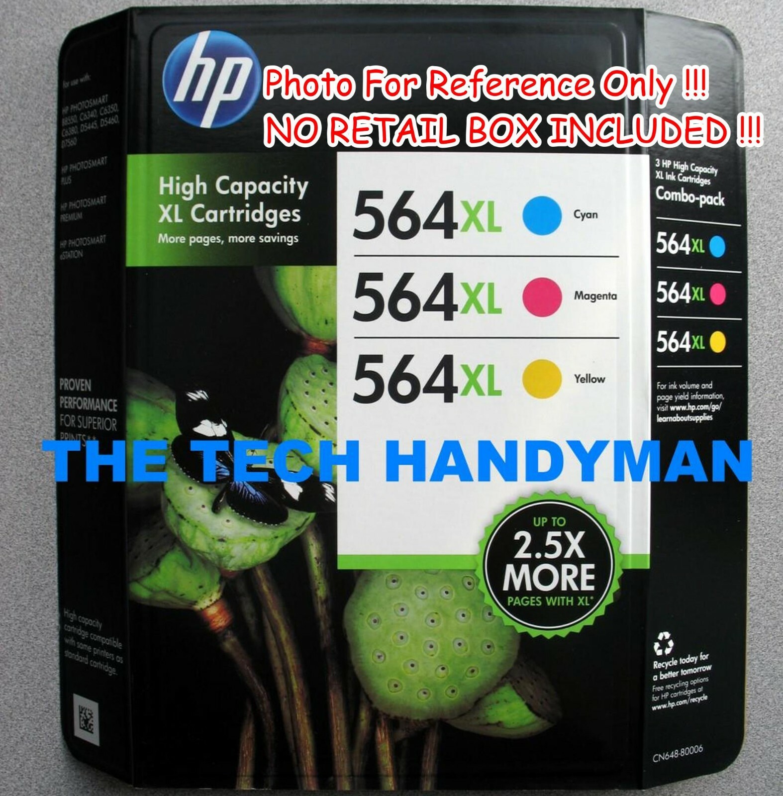 3-PACK HP GENUINE 564XL COLOR INK (NO RETAIL BOX) PHOTOSMART 6510 6515 6520 6525
