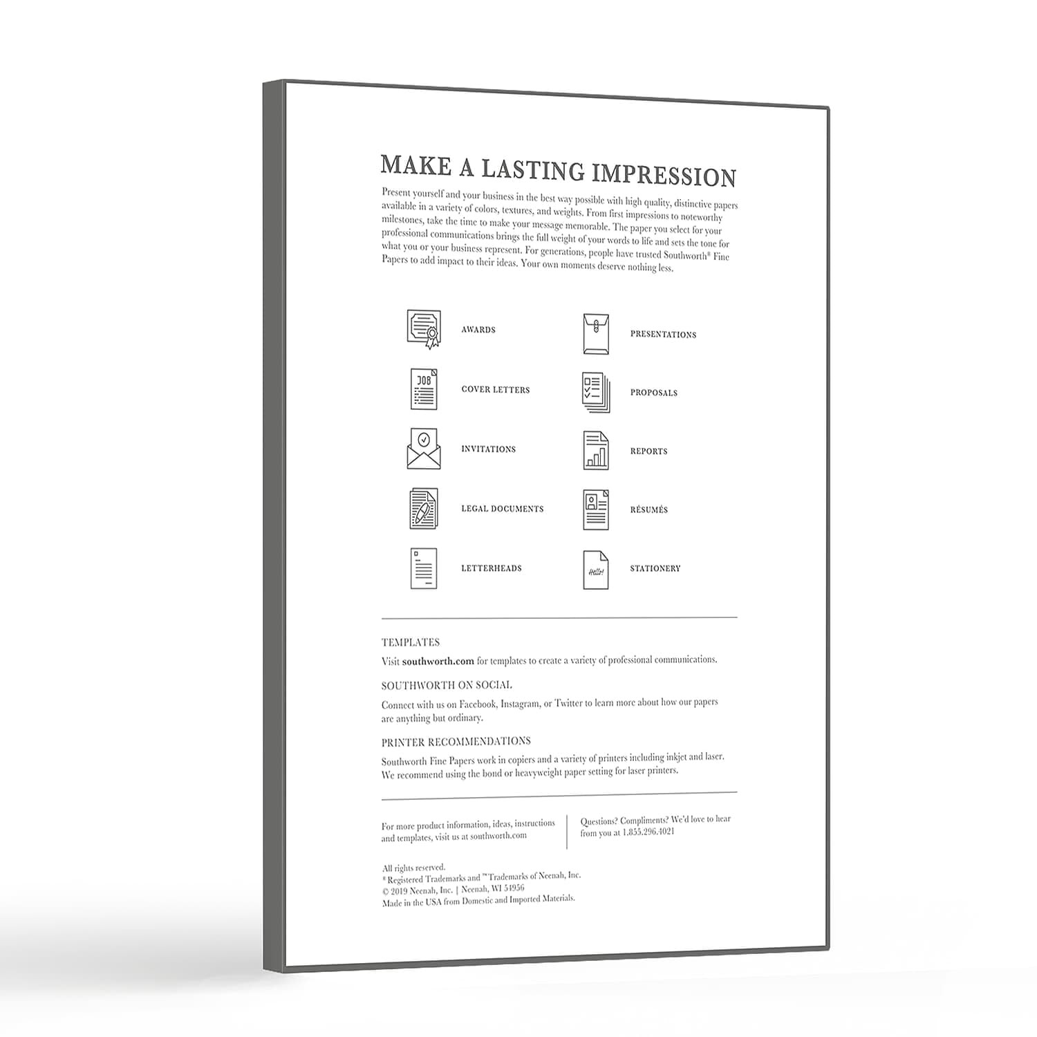 100 PCS 81/2×11 Inch 100% Cotton Resume Paper 24 LB Recycled Ivory Office
